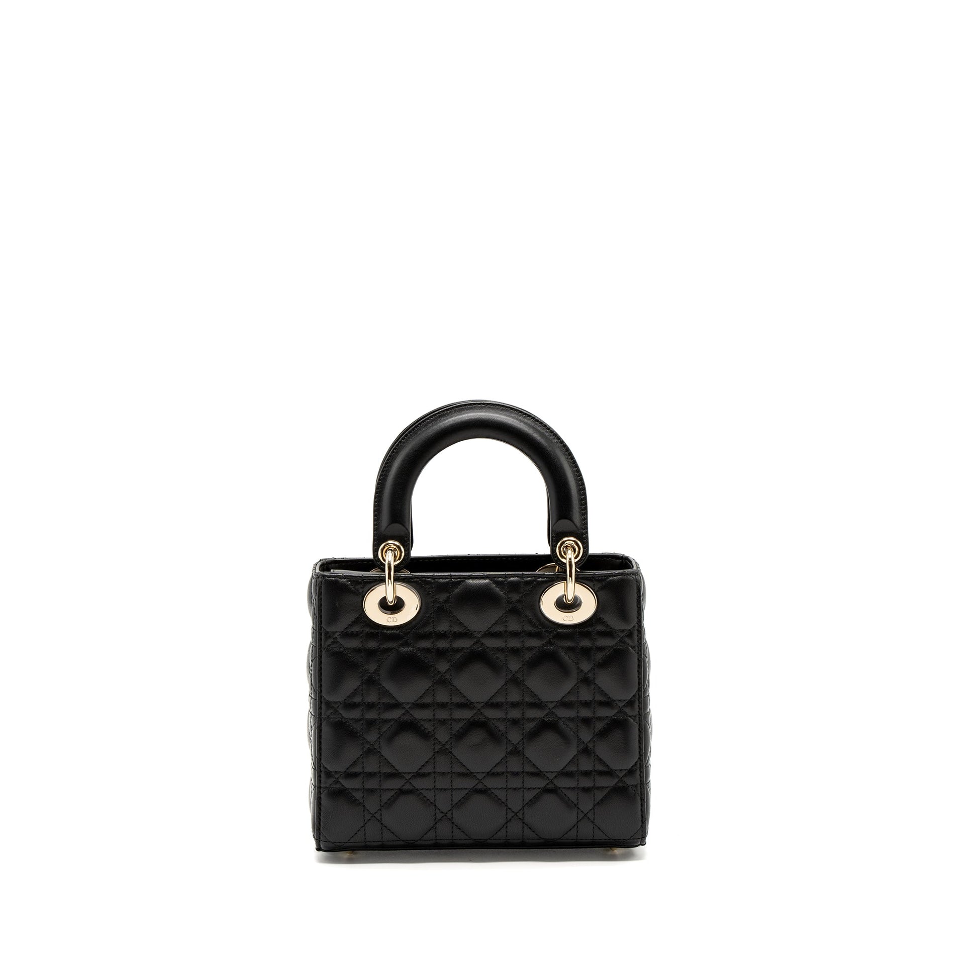 Dior Lady Lambskin Handbag Black Small Travel Bag