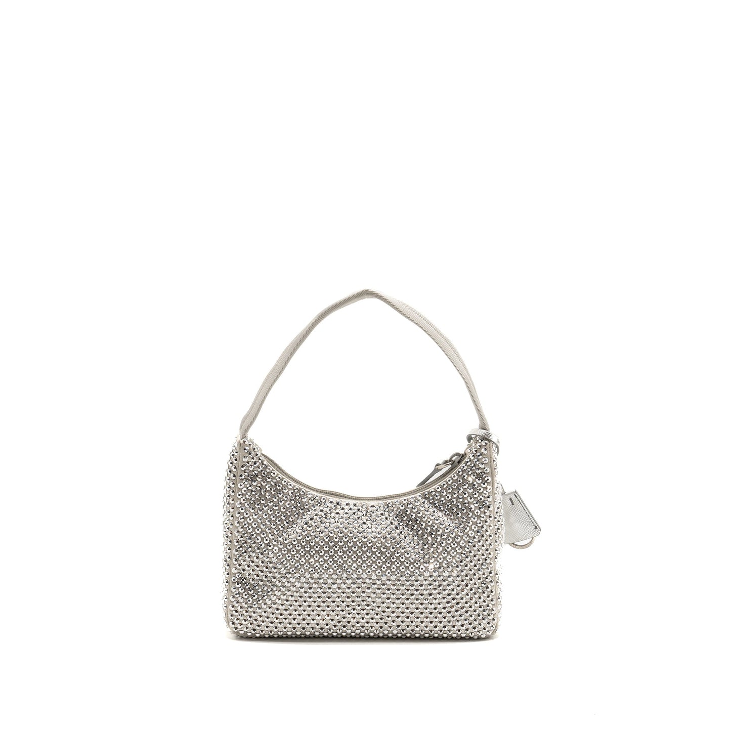 Prada Re Edition Crystal Purse Handbag Satin Silver Travel Bag