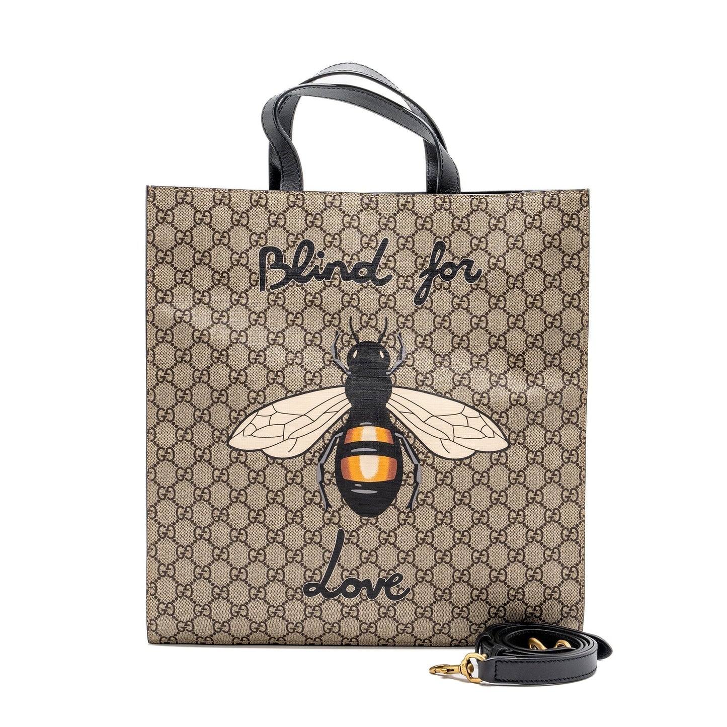 Gucci Blind For Love Tote Bag Supreme Multicolour Canvas Black