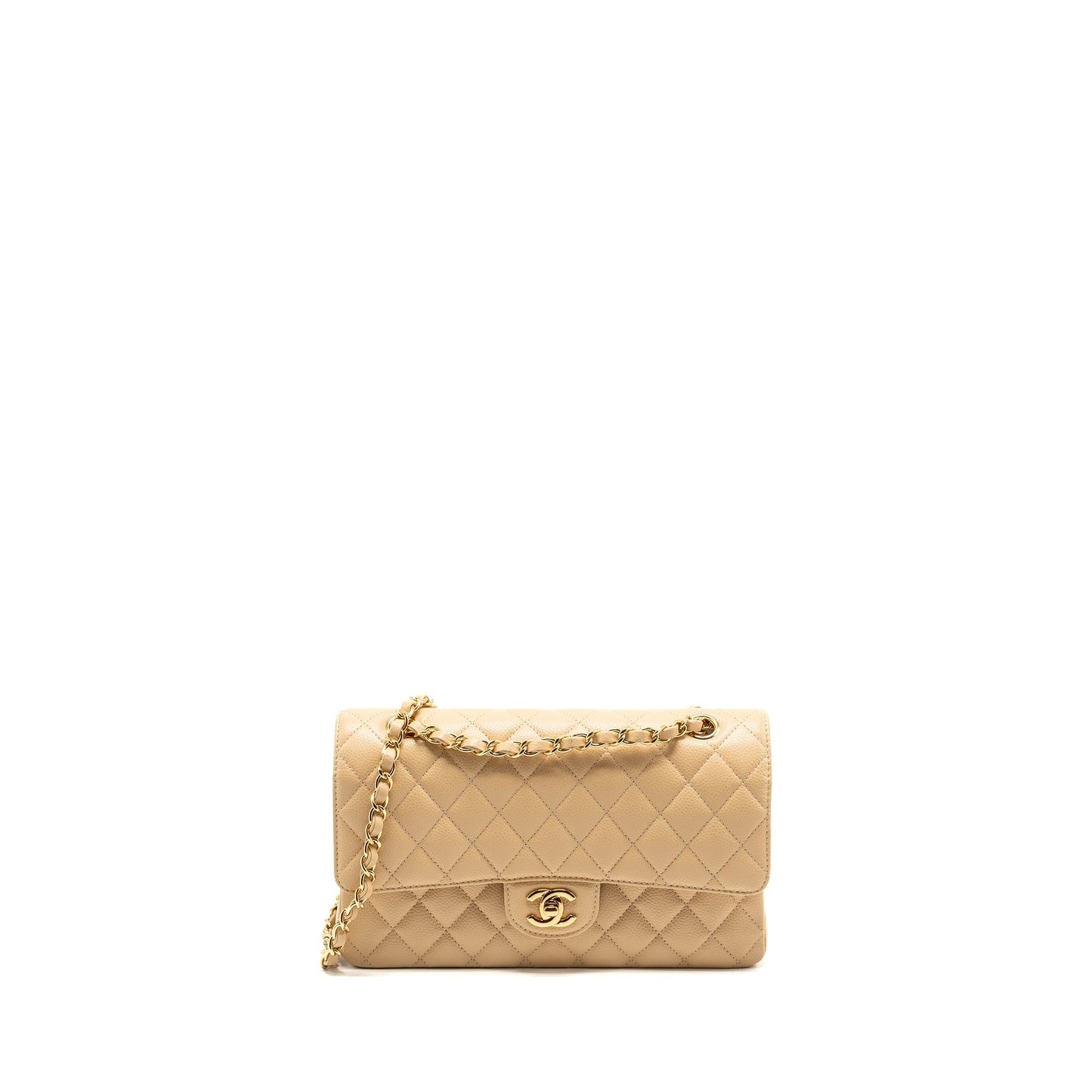 Chanel Classic Double Flap Caviar GHW Beige Shoulder Bag Ghw 3