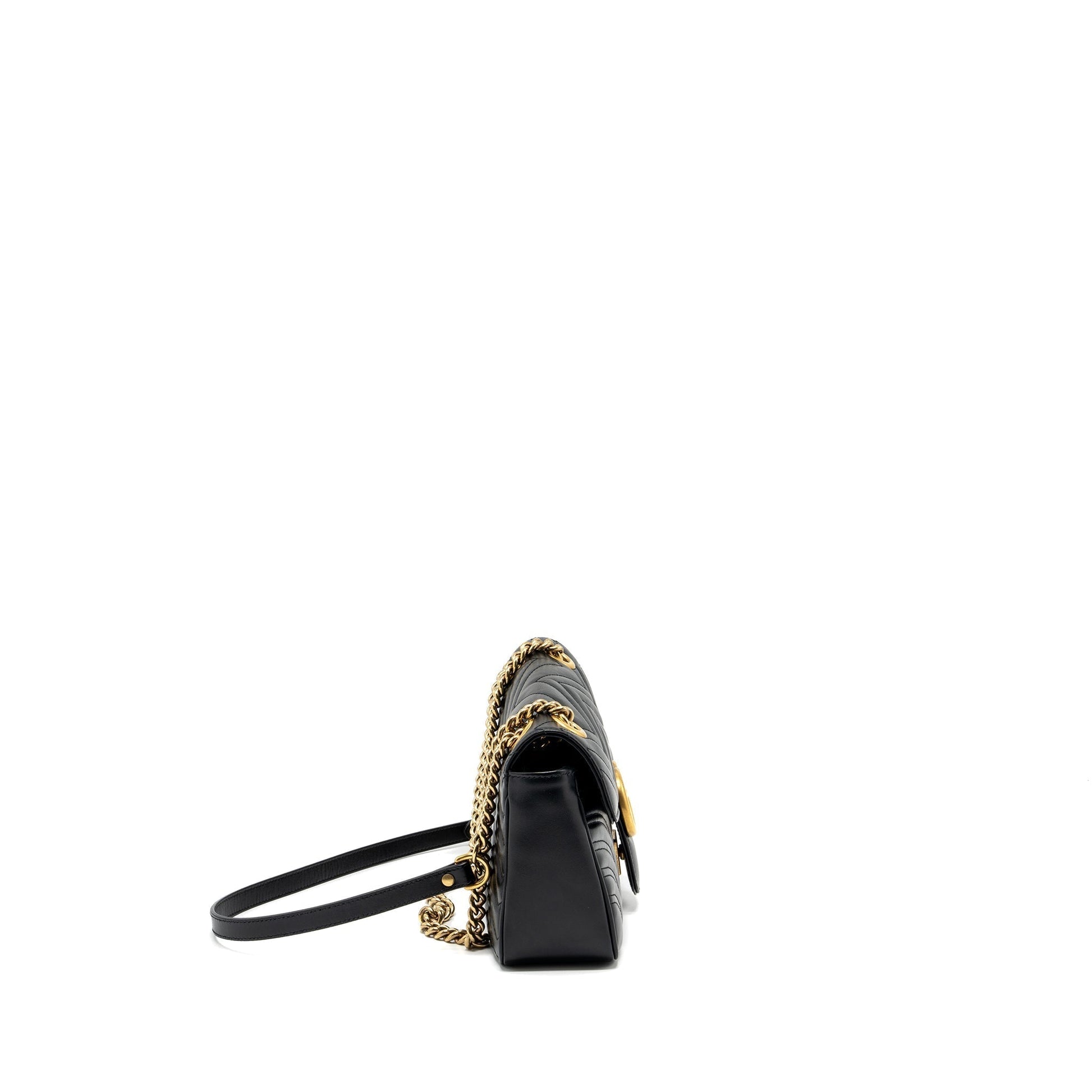 Gucci Marmont Shoulder Bag Calfskin Black Small Black Ghw