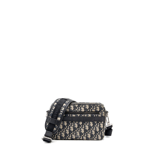 Dior Safari Purse With Strap Oblique Jacquard Handbag Black Travel Bag