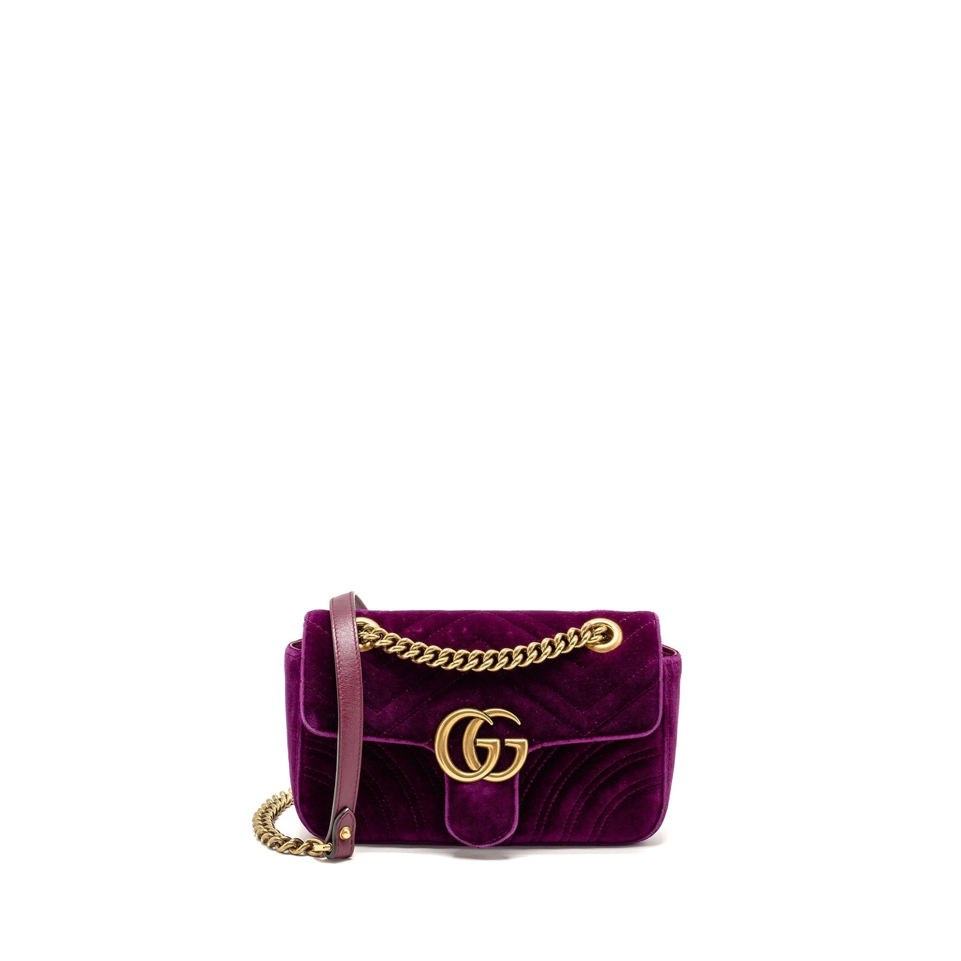 Gucci Marmont Shoulder Bag Velvet Hot Pink Mini