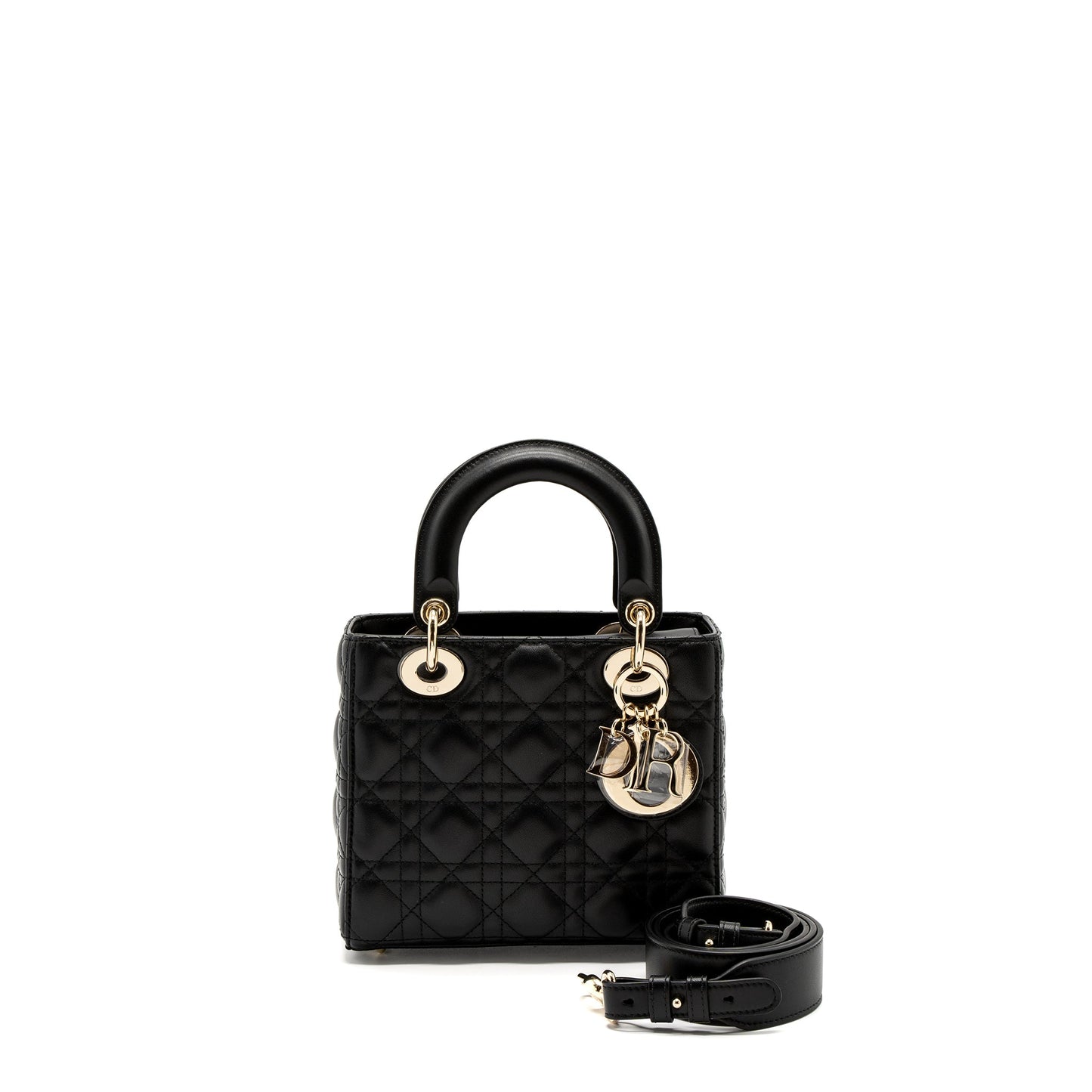 Dior Lady Lambskin Handbag Black Small Travel Bag