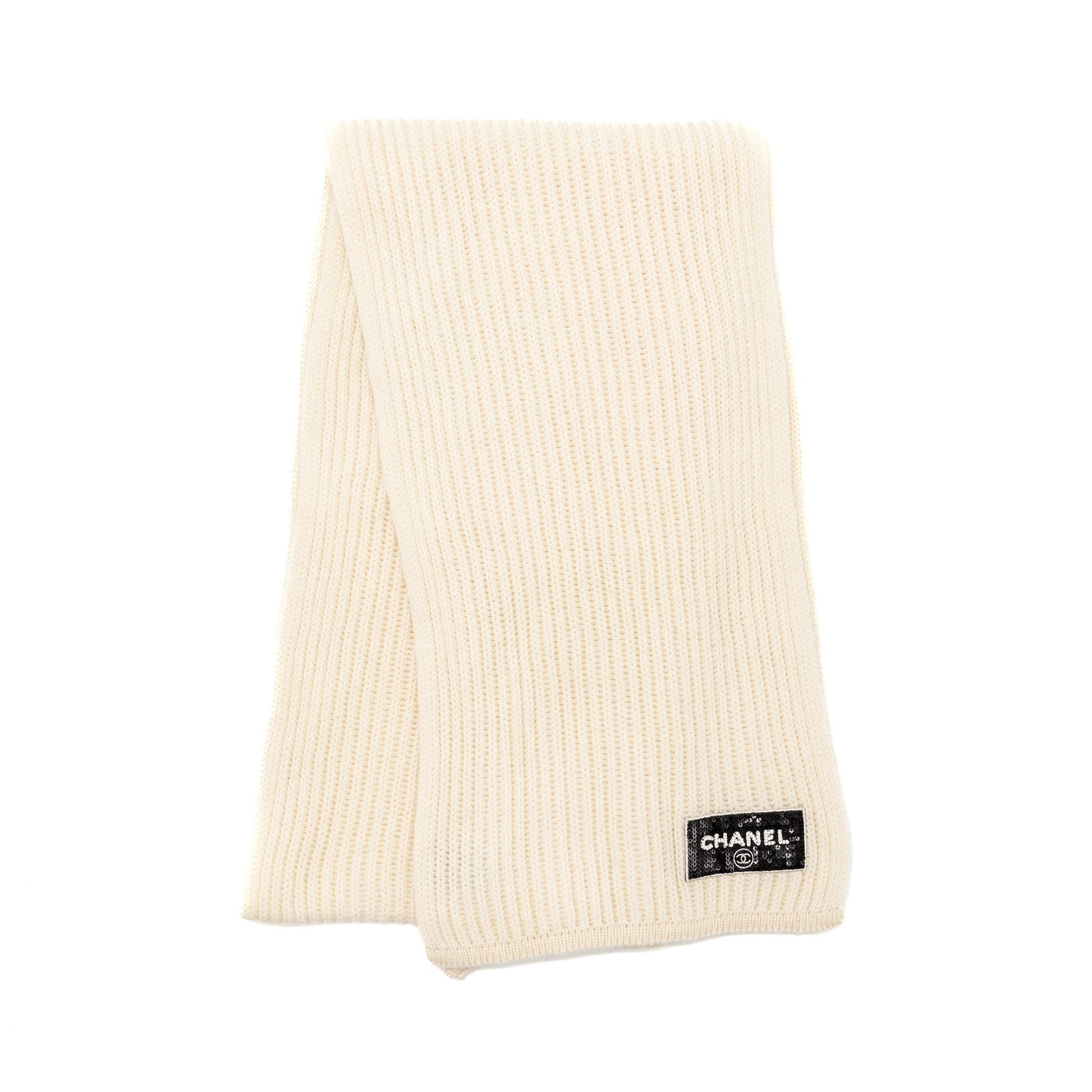 Chanel 23K Letter cashmere scarf Ivory