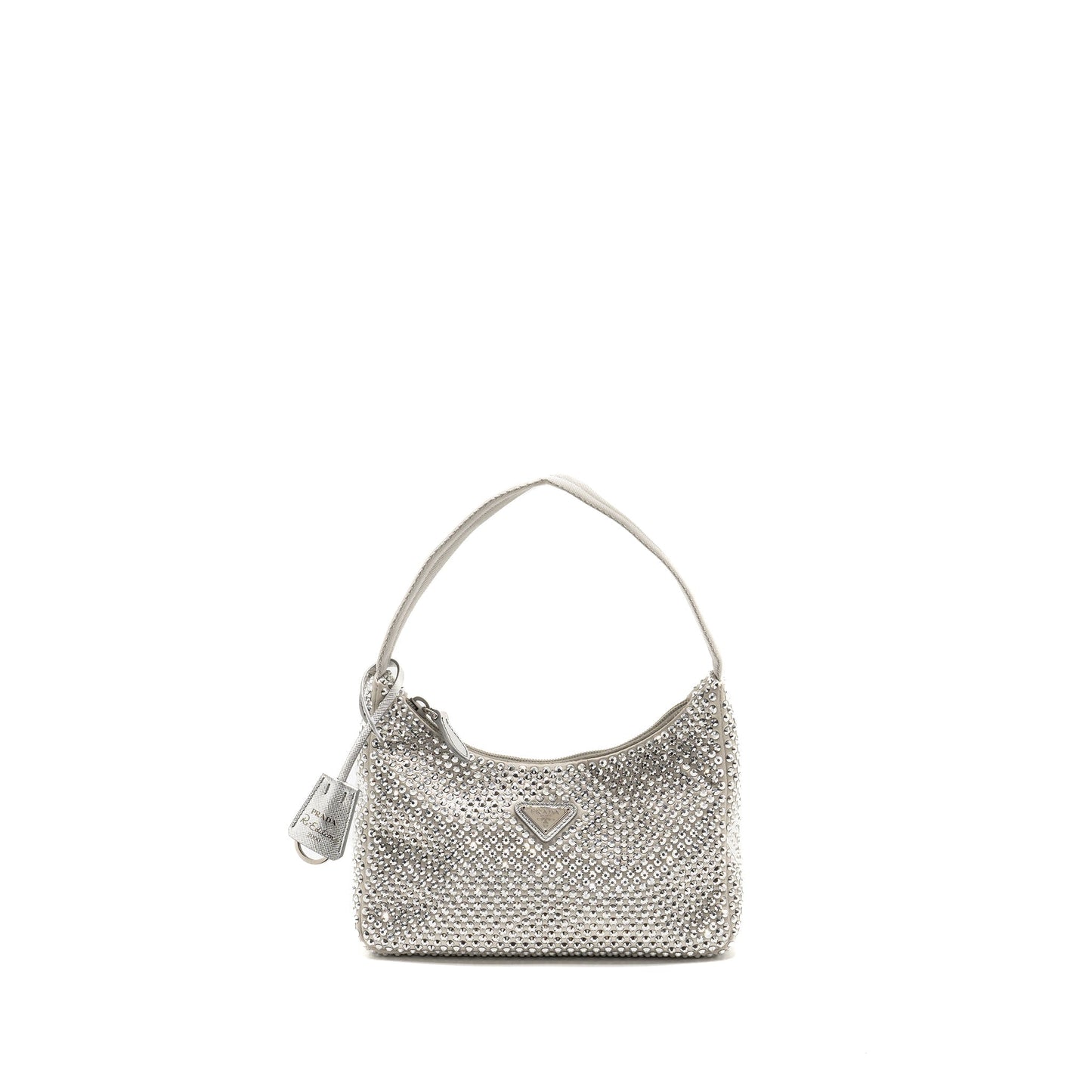 Prada Re Edition Crystal Purse Handbag Satin Silver Travel Bag