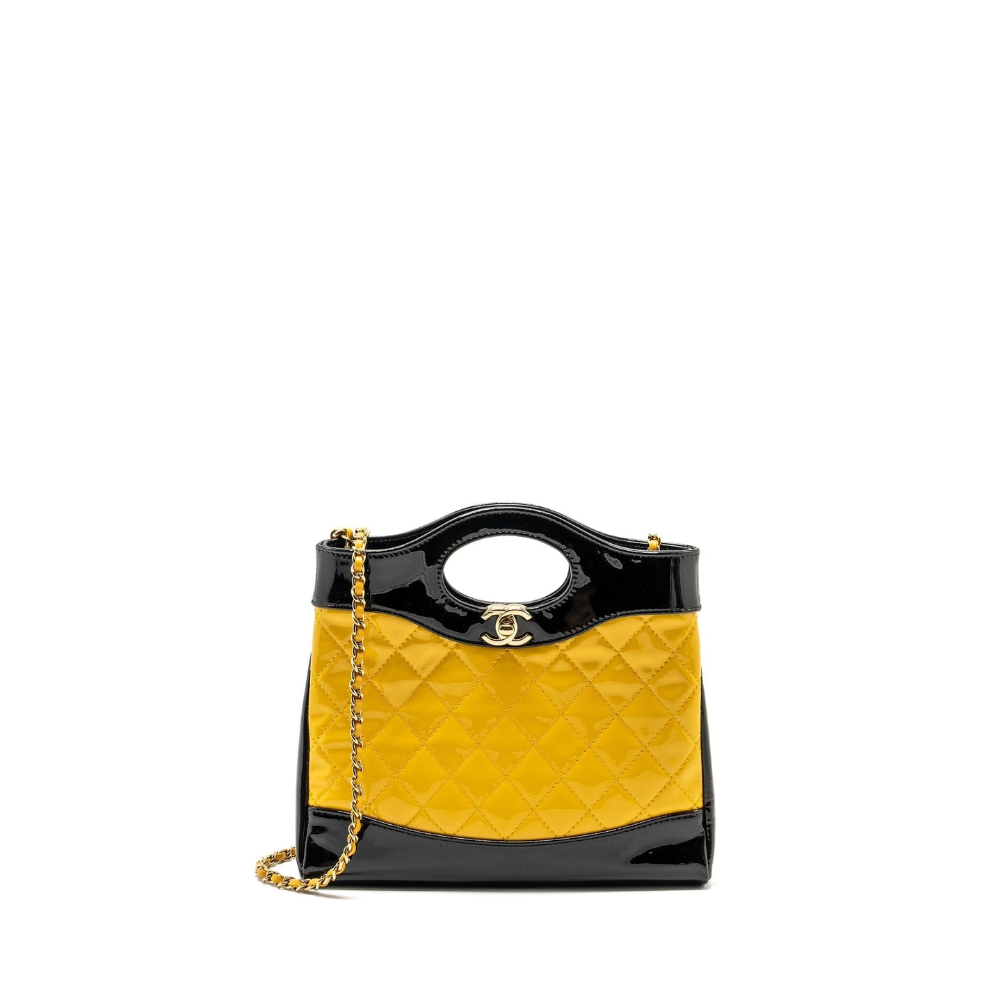 Chanel 31 Patent Yellow LGHW Microchip Black Mini Bag