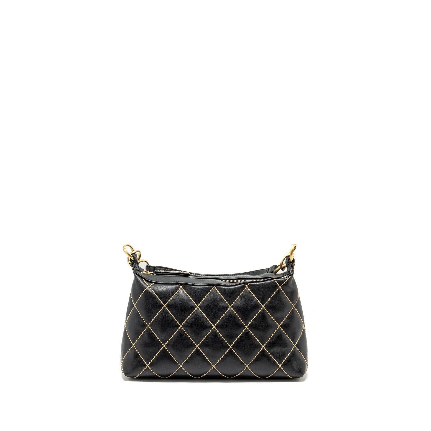 Chanel quilted zip calfskin GHW Black Shoulder Bag