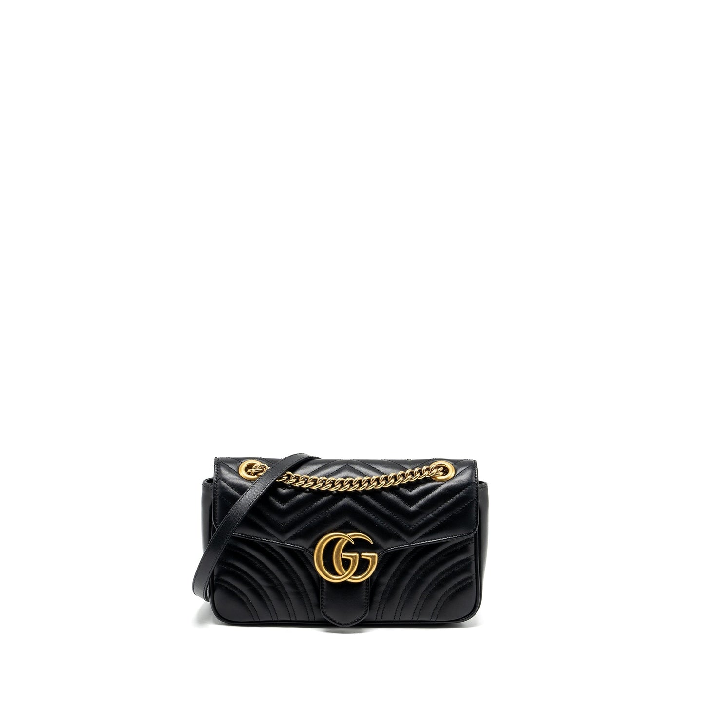 Gucci Marmont Shoulder Bag Calfskin Black Small Black Ghw