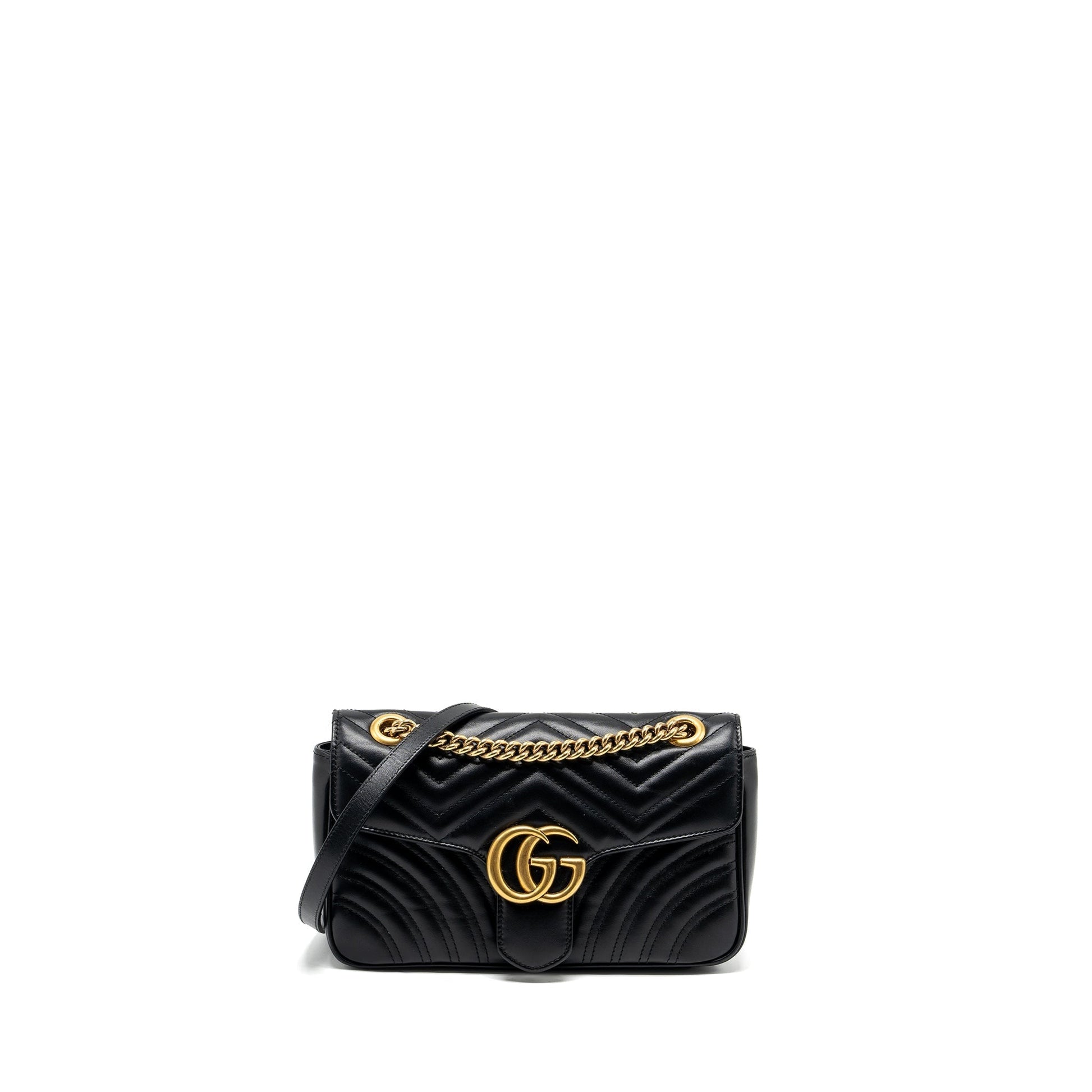 Gucci Marmont Shoulder Bag Calfskin Black Small Black Ghw