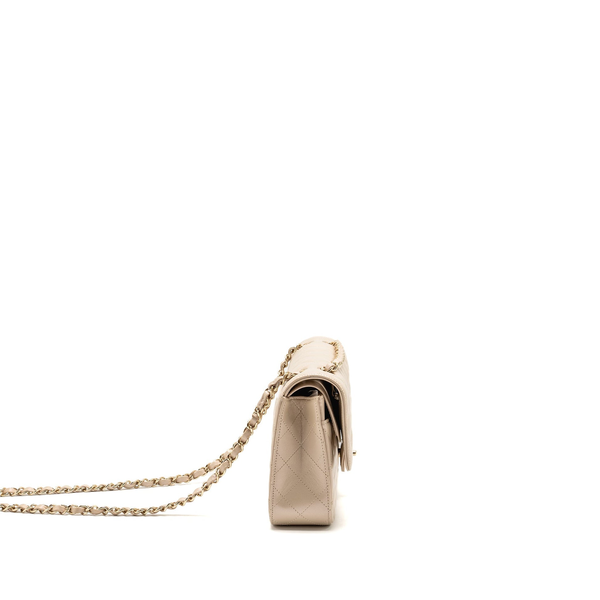 Chanel Classic Double Flap Lambskin Iridescent LGHW Ivory Shoulder Bag