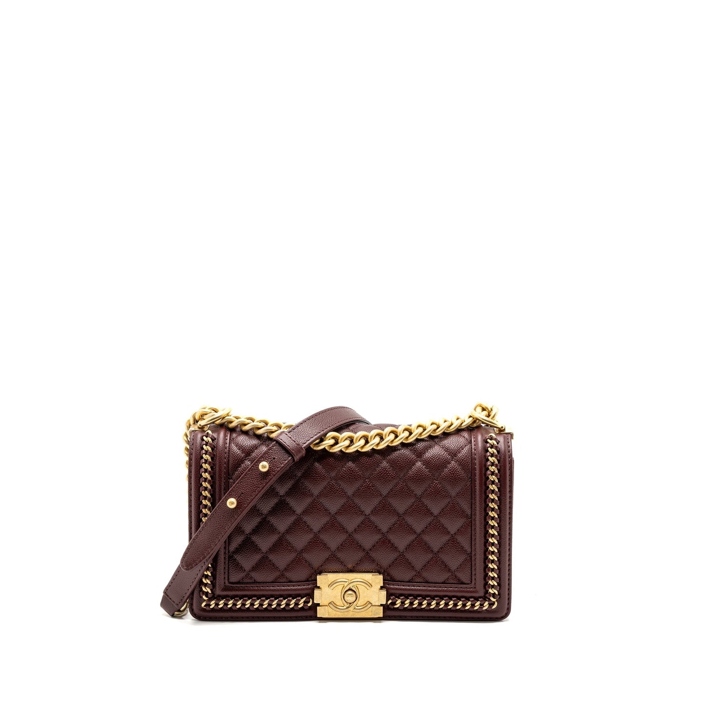Chanel Boy Limited Edition Caviar Burgundy GHW Handbag