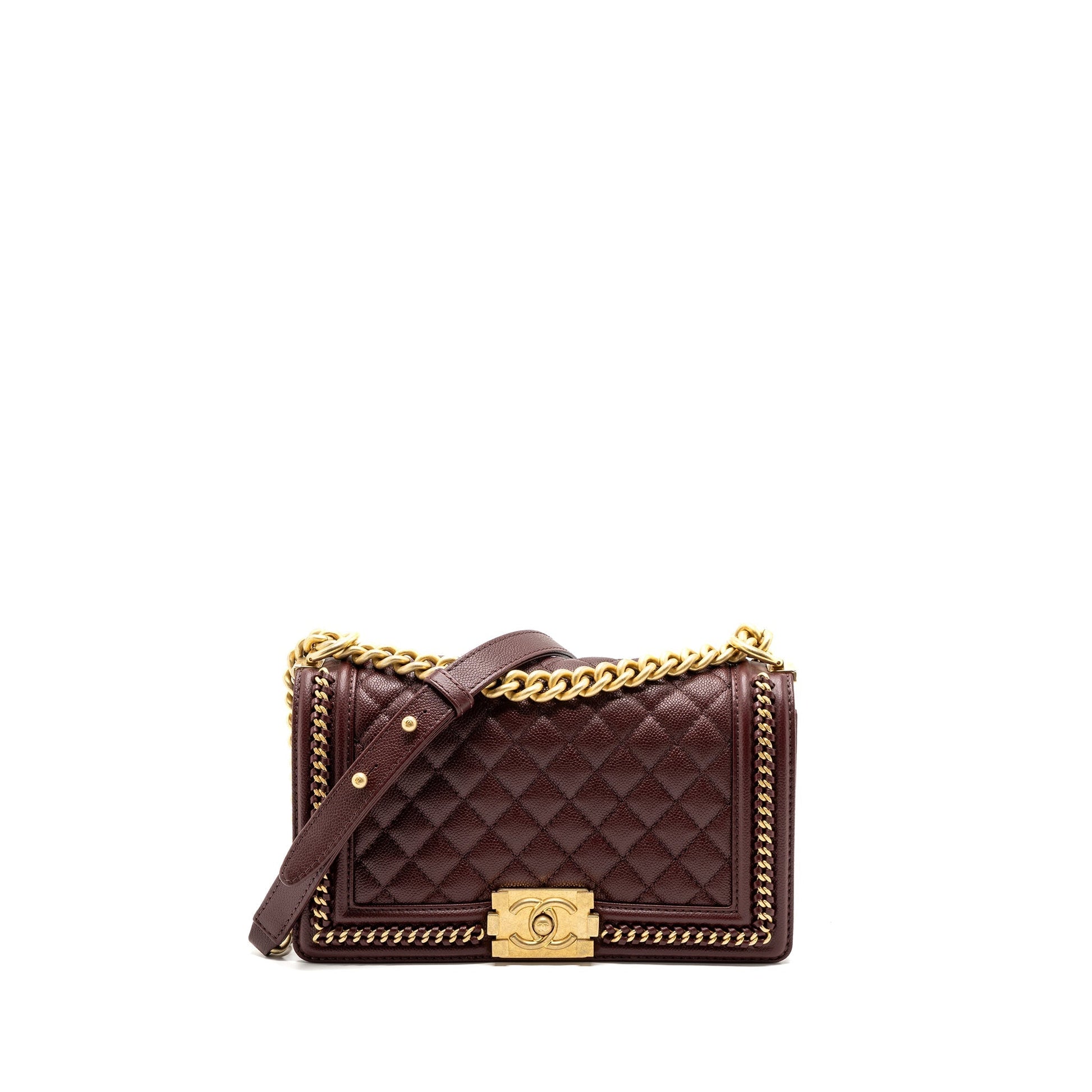 Chanel Boy Limited Edition Caviar Burgundy GHW Handbag
