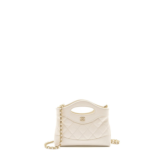 Chanel 31 Shiny Calfskin LGHW Microchip White Clutch Bag Microchip 1