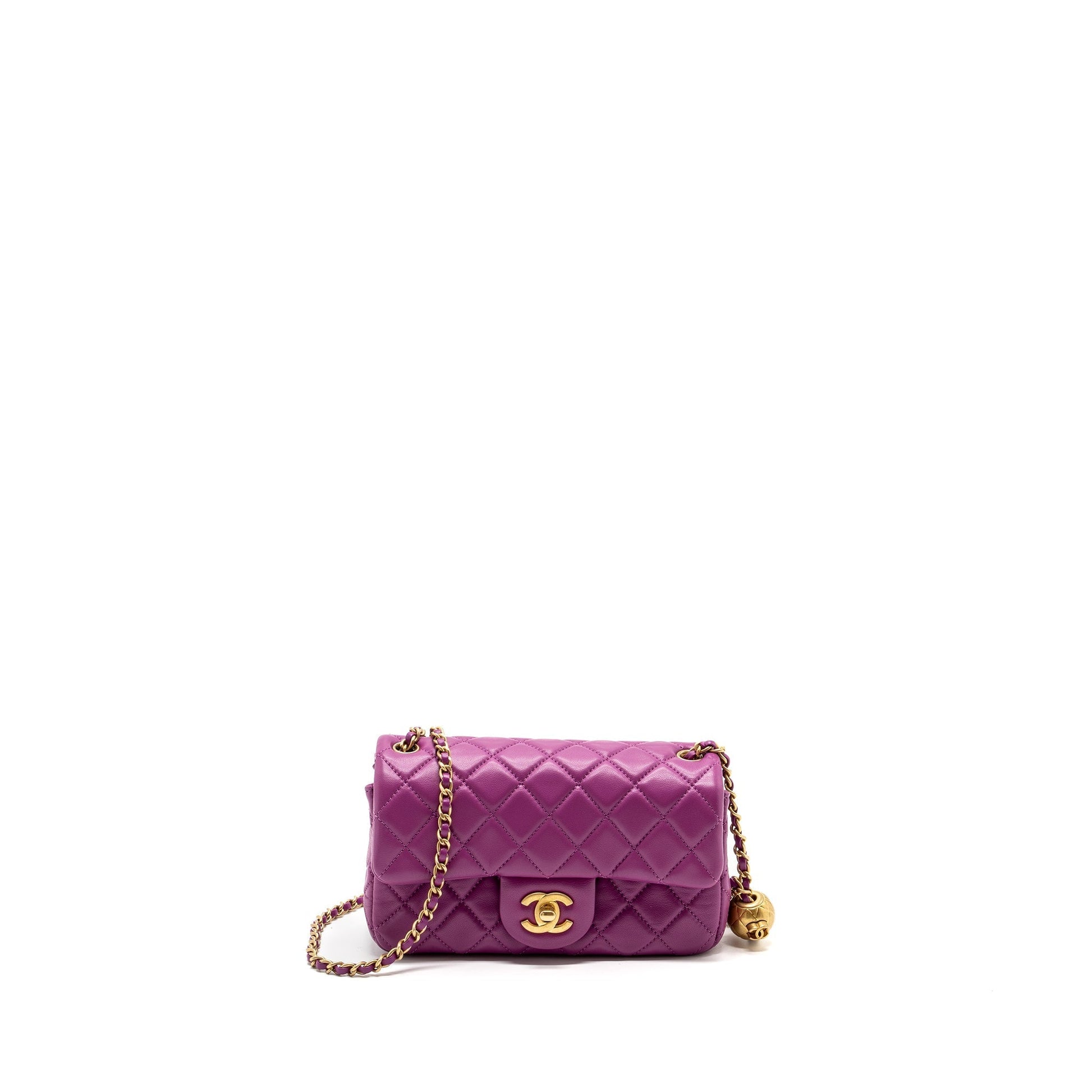 Chanel pearl crush rectangular flap lambskin purple Shoulder Bag