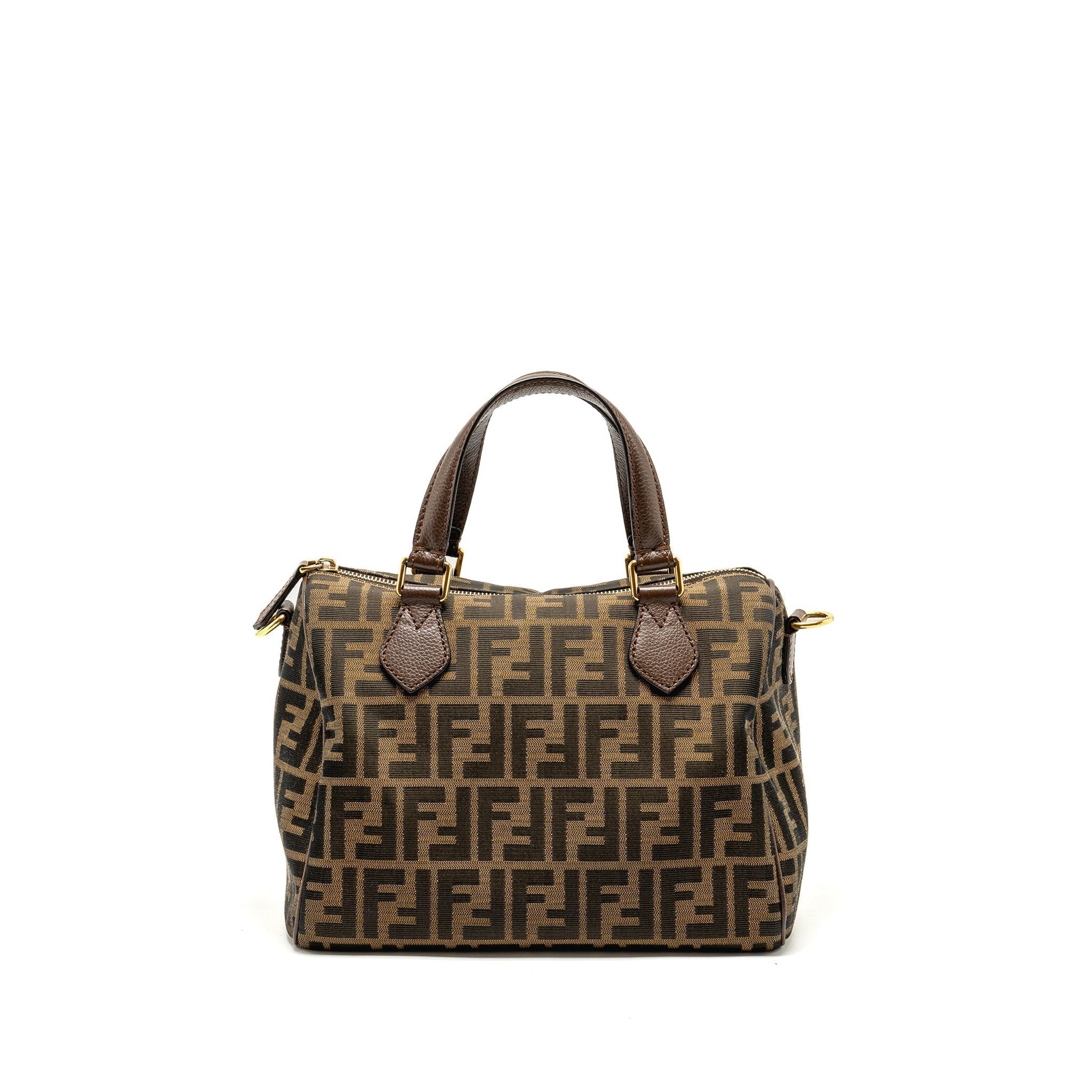 Fendi Boston Purse Jacquard Canvas Brown Travel Bag