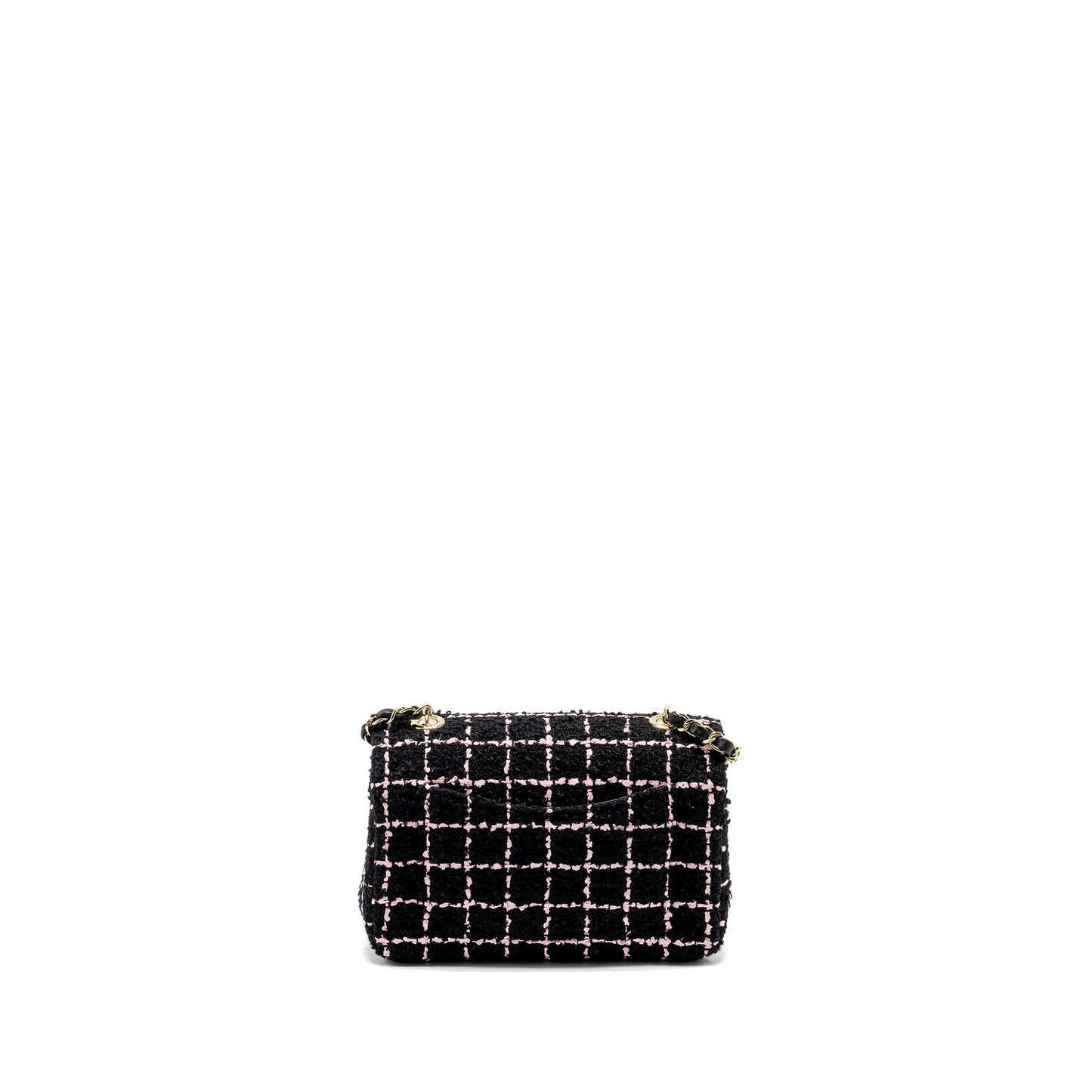 Chanel 23K Flower Bomb Rectangular Flap Tweed Black Pink Shoulder Bag