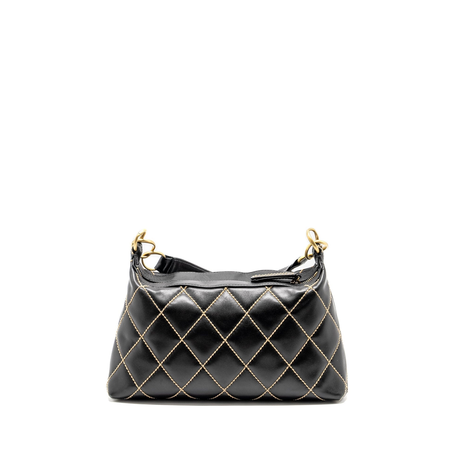 Chanel Wild Stitch Calfskin GHW Black Shoulder Bag