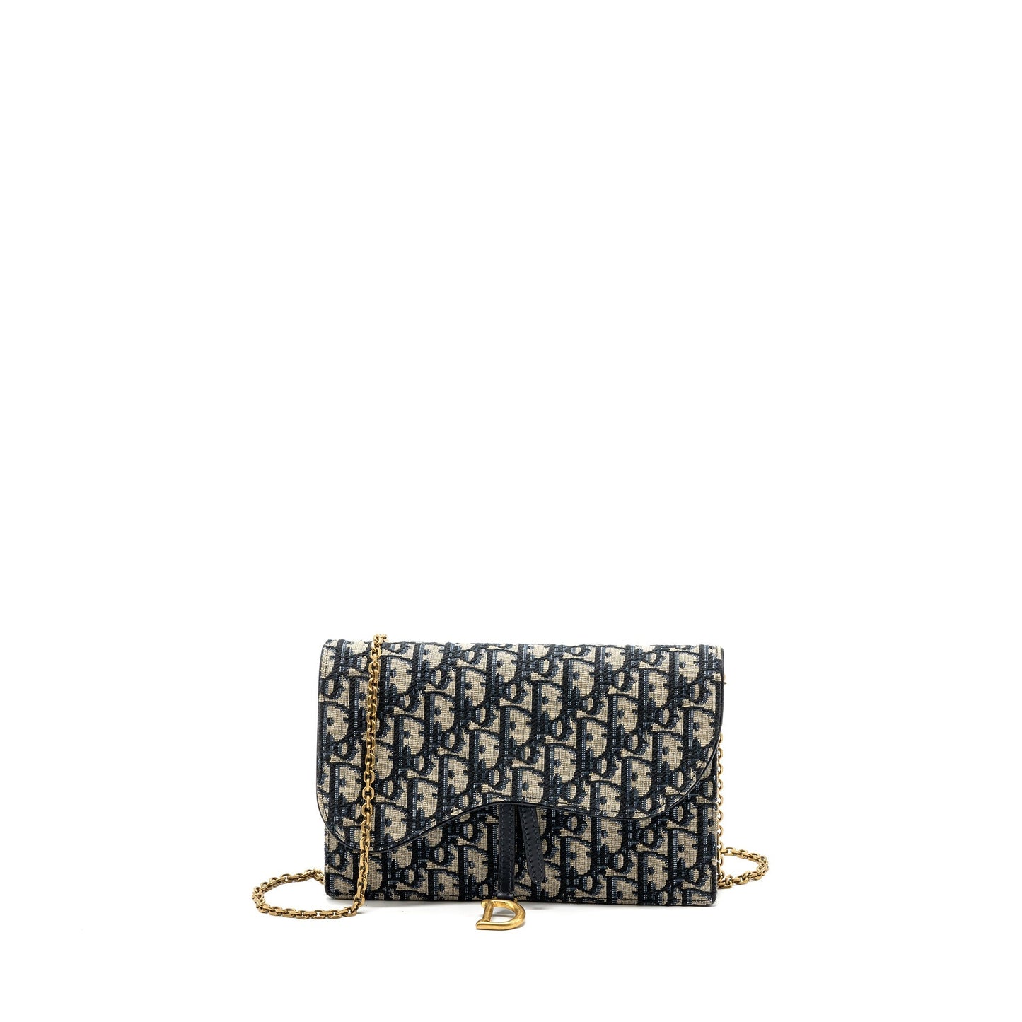 Dior Saddle Pouch With Oblique Jacquard Handbag Blue Chain Travel Bag Blue Handbag