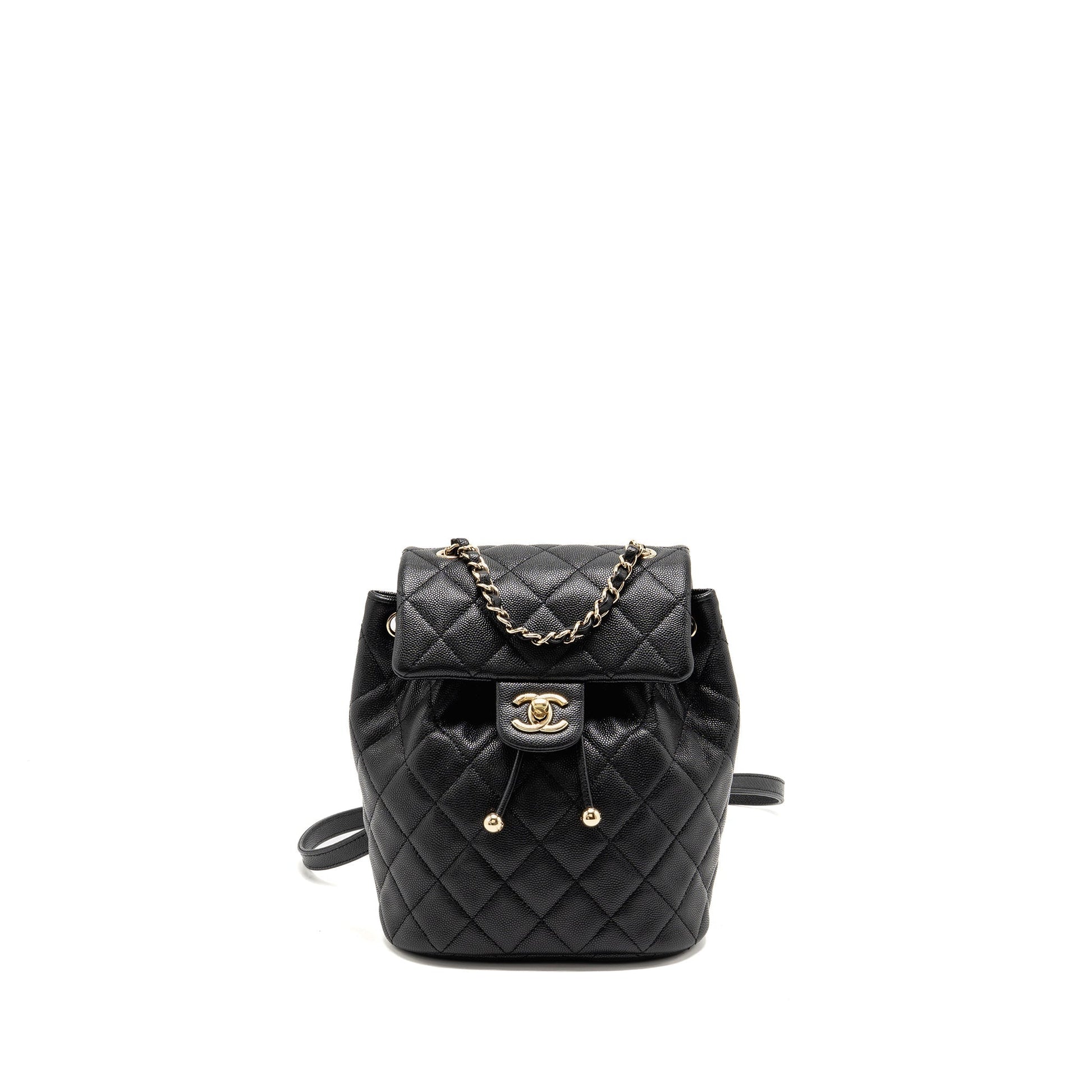 Chanel Quilted Backpack Caviar LGHW Microchip Black Microchip 1