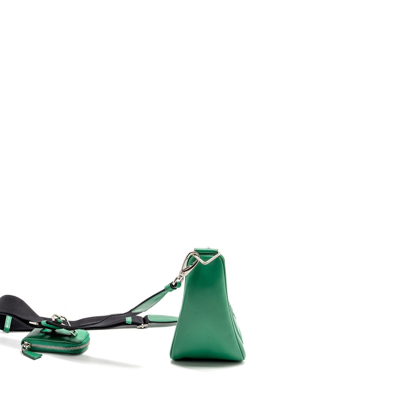 Prada Triangle Purse Handbag Leather Green Travel Bag