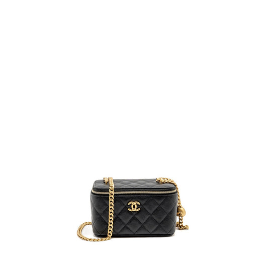 Chanel coco love long vanity adjustable caviar Black Handbag Black 6