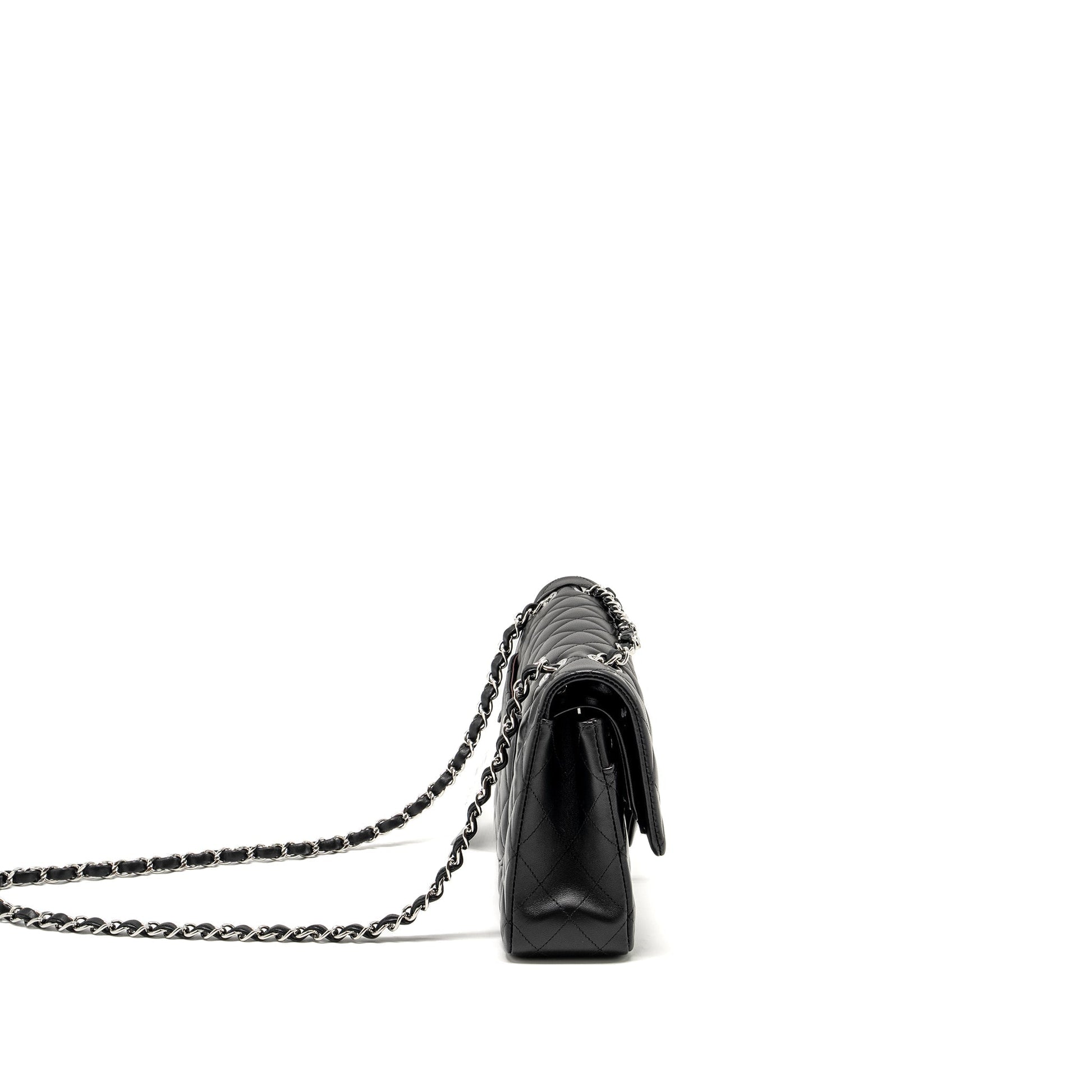Chanel Classic Double Flap Lambskin SHW Microchip Black Shoulder Bag