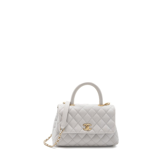 Chanel coco handle caviar light LGHW Grey Small Handbag