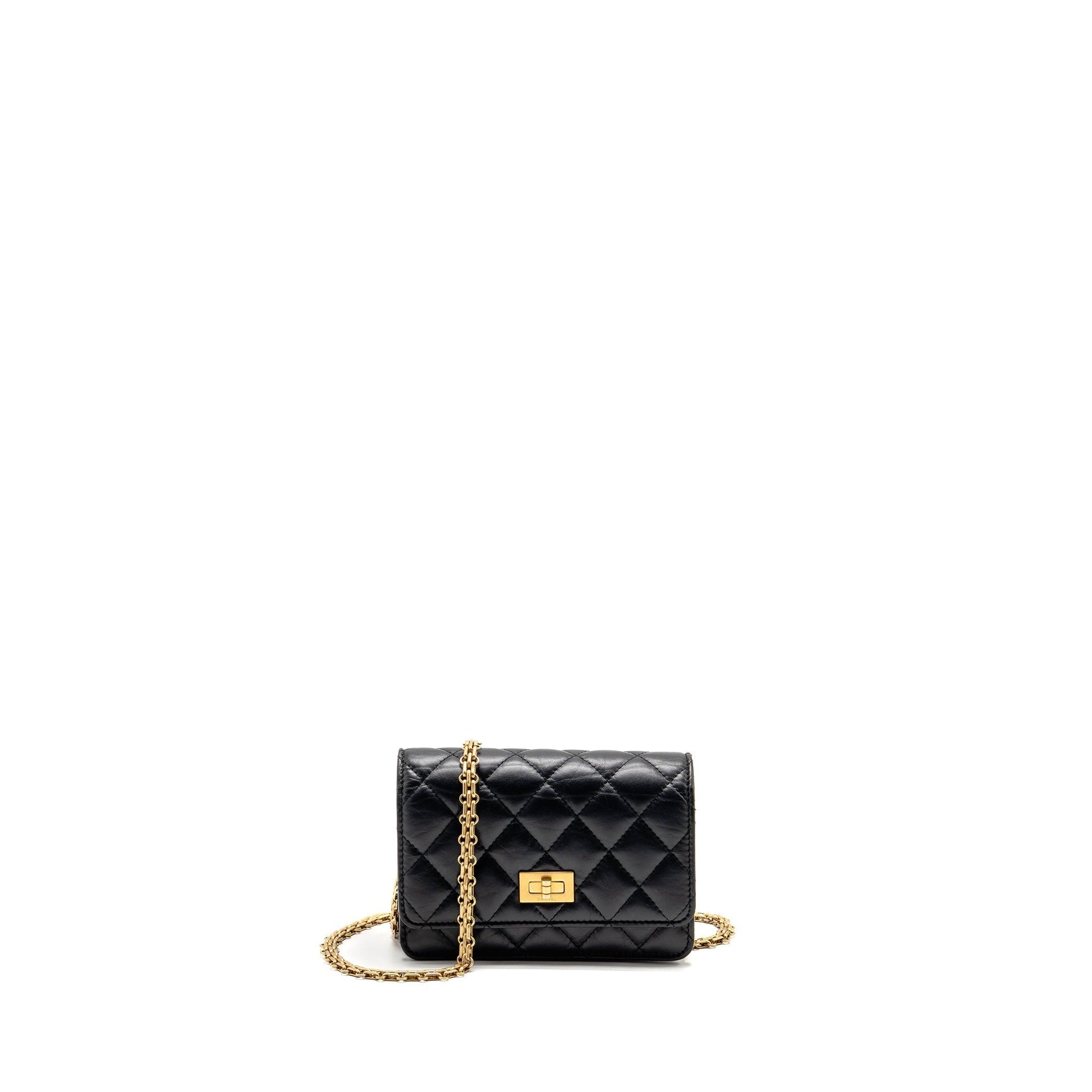 Chanel 2.55 Reissue on Aged Calfskin GHW Black Wallet Case Black Ghwmicrochip