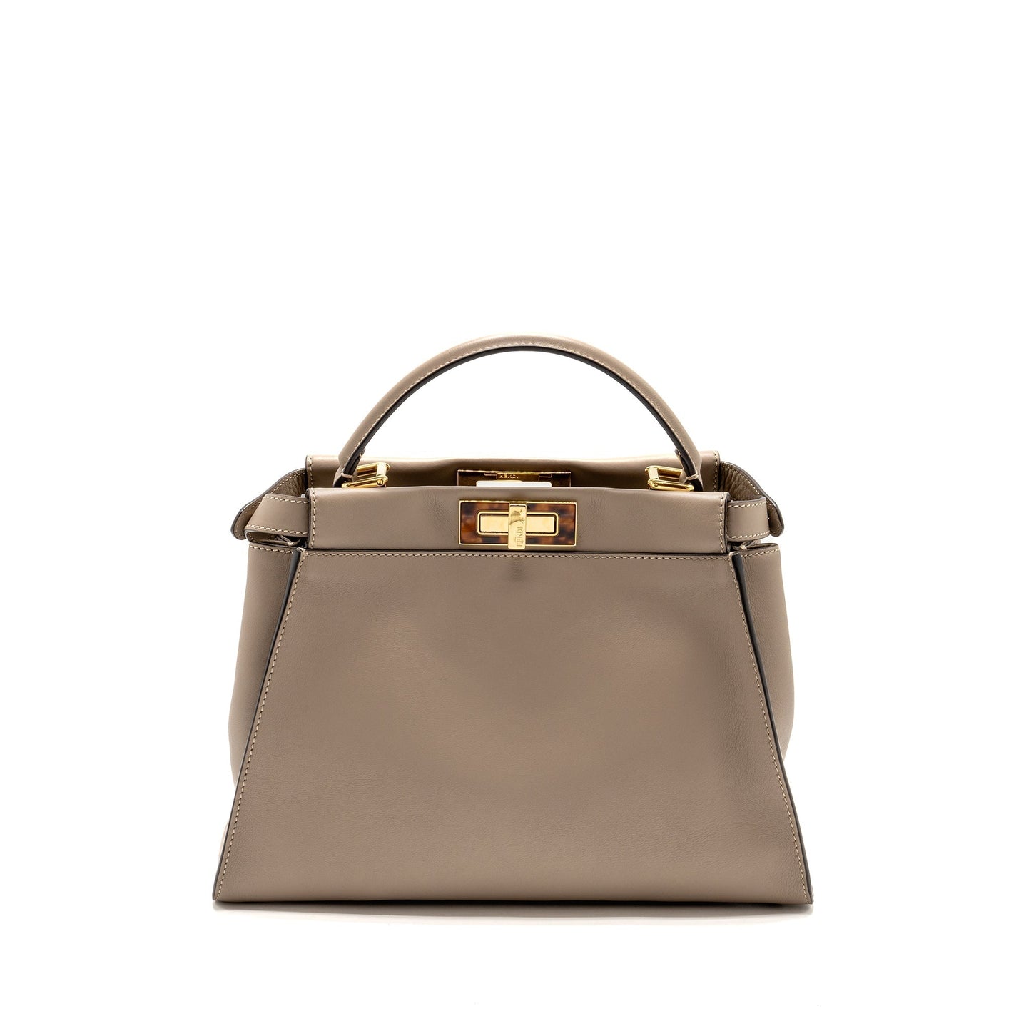 Fendi Peekaboo Purse Calfskin Beige Medium Travel Bag