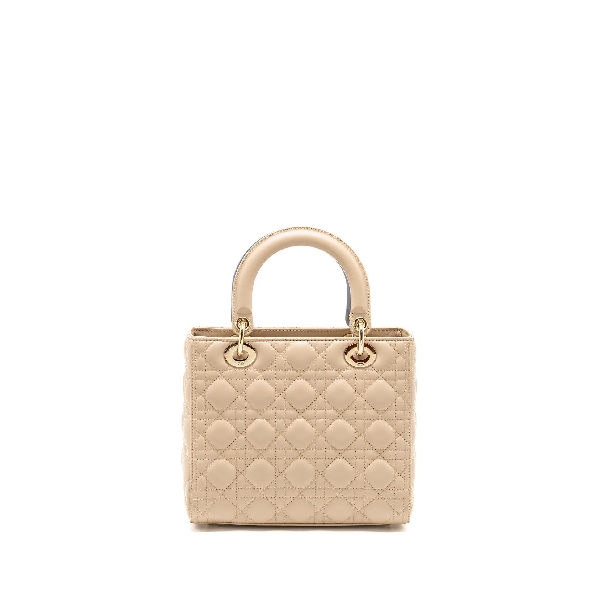 Dior Lady Lambskin Handbag Beige Blue Travel Bag