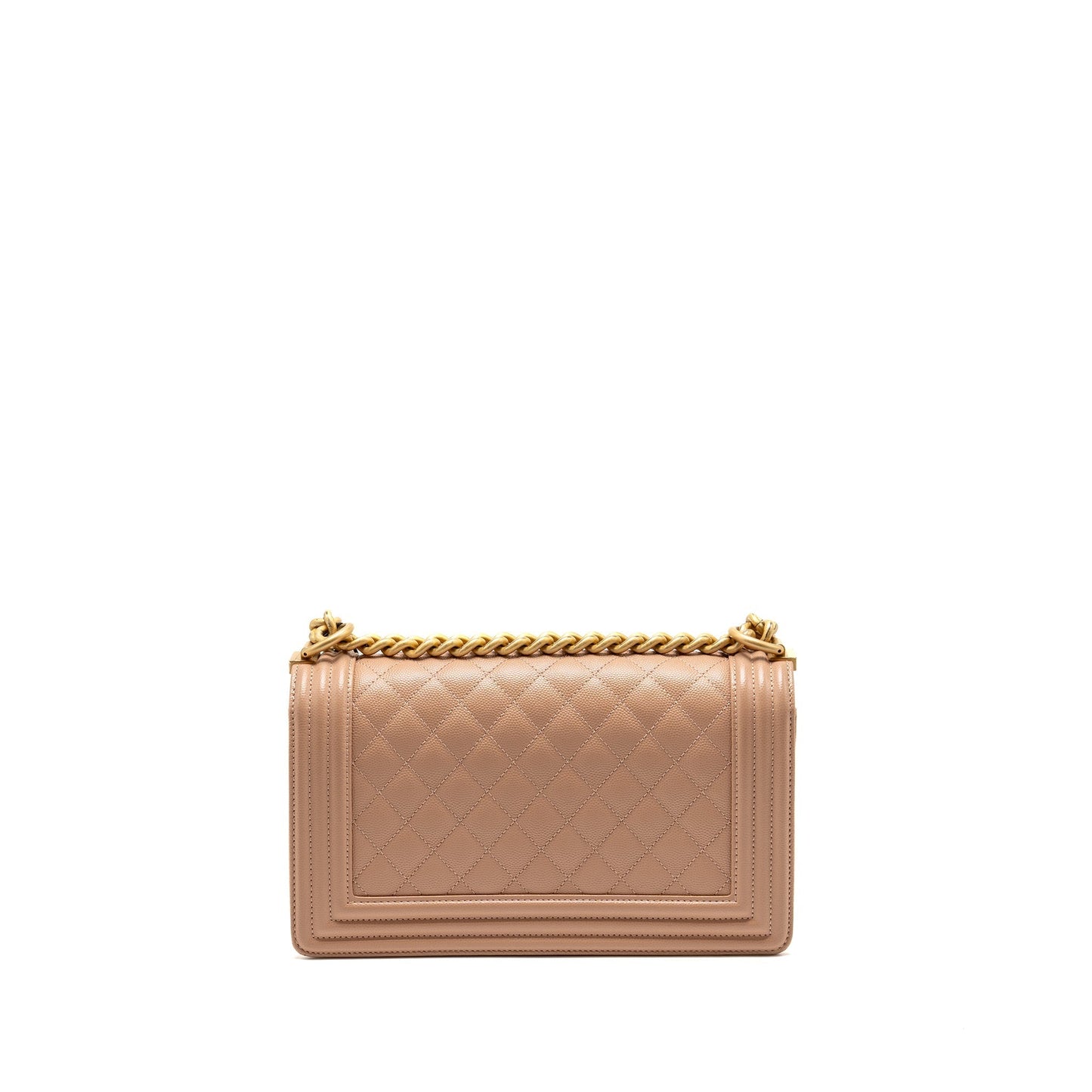 Chanel Boy Grained Calfskin GHW Pink Beige Handbag