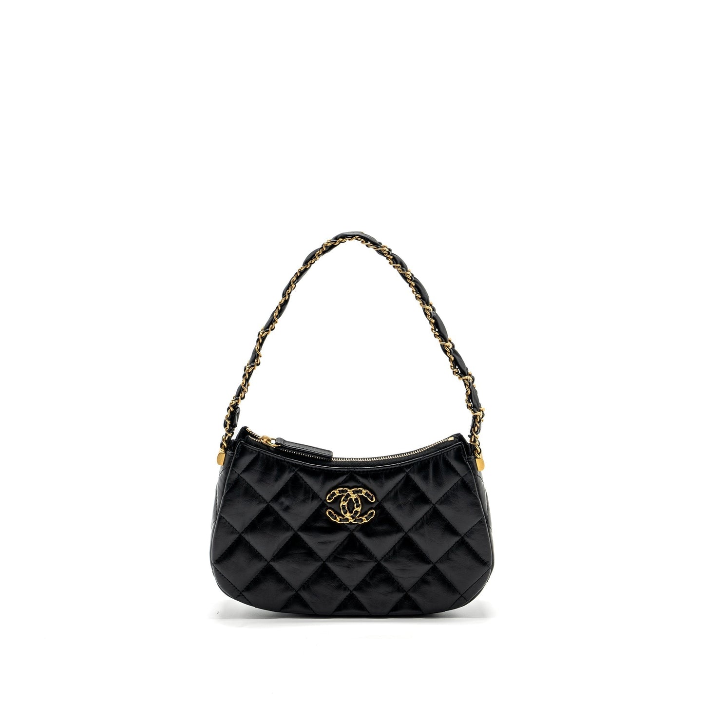 Chanel 23k Hobo Calfskin GHW microchip Black Shoulder Bag