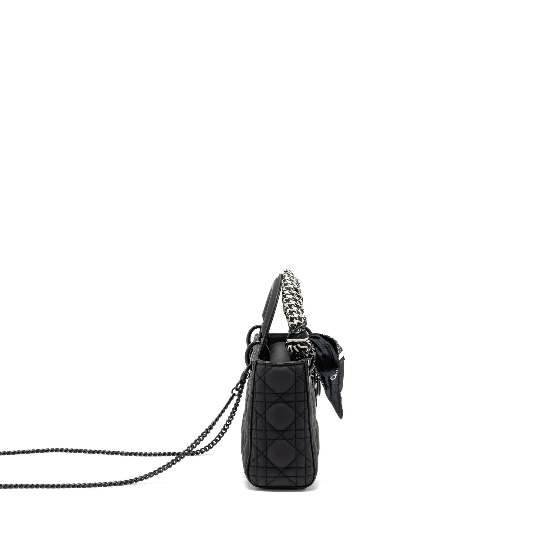 Dior Lady Ultramatte Cannage Calfskin So Handbag Black Mini Travel Bag