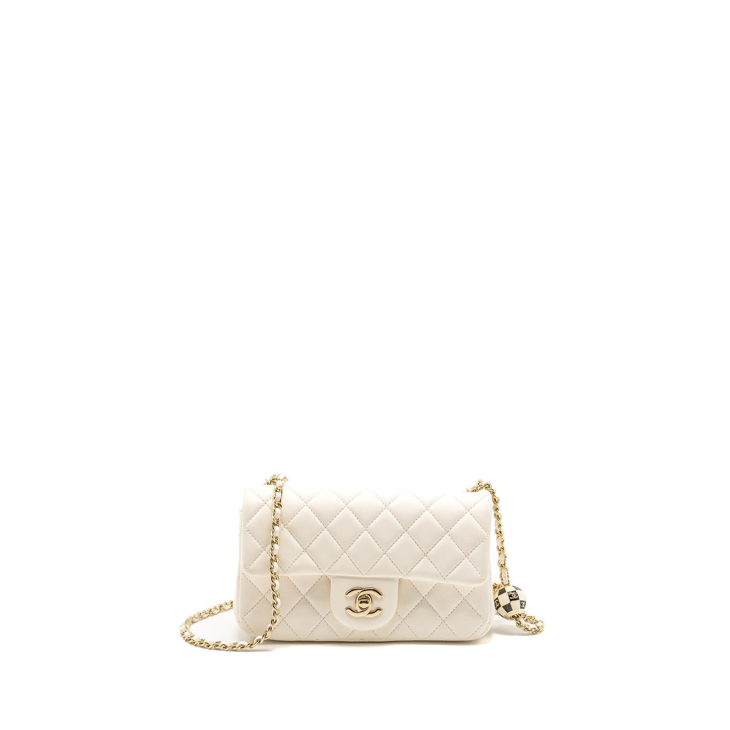 Chanel 23C Pearl Crush Rectangular Flap Lambskin White Shoulder Bag Microchip 3
