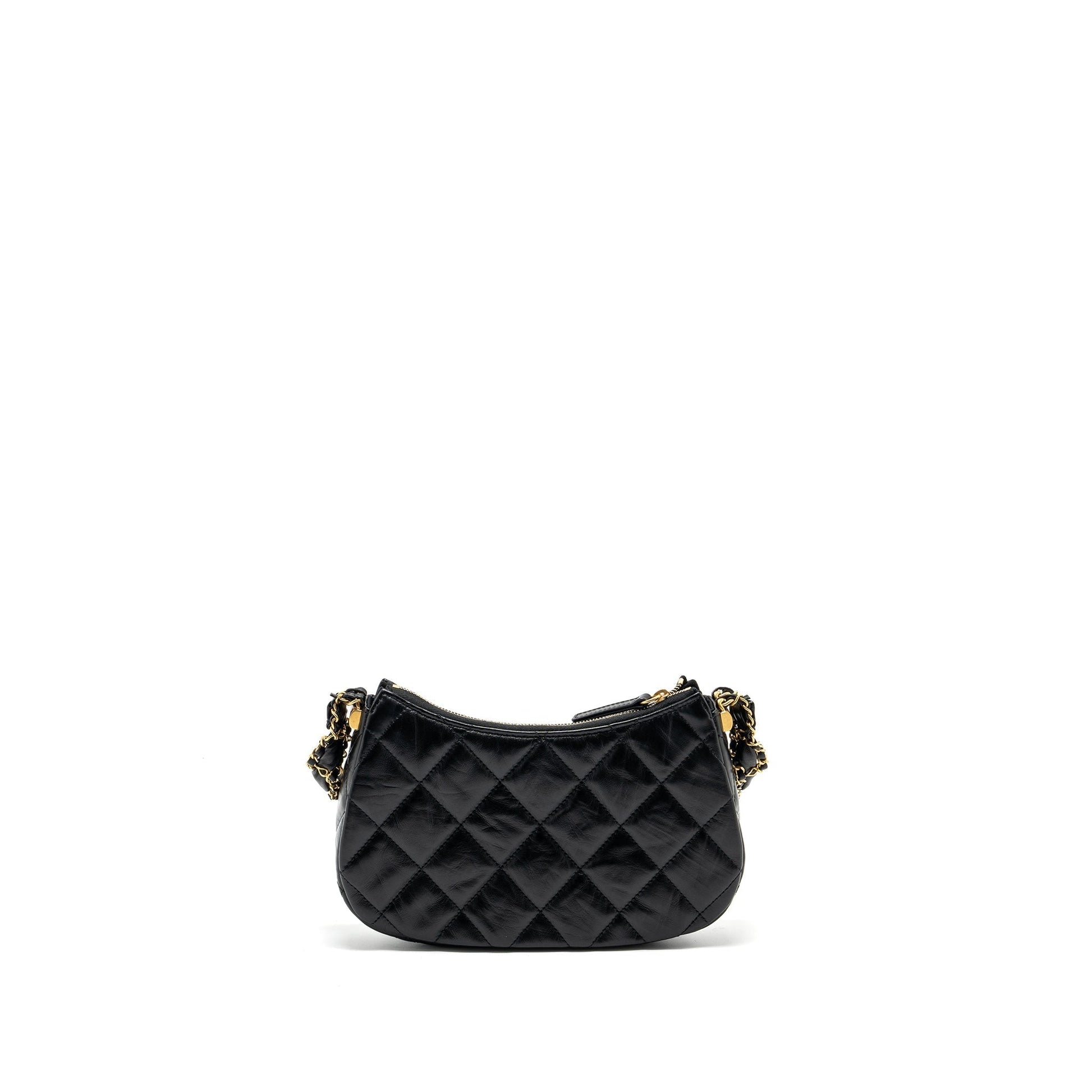 Chanel 23k Hobo Calfskin GHW microchip Black Shoulder Bag