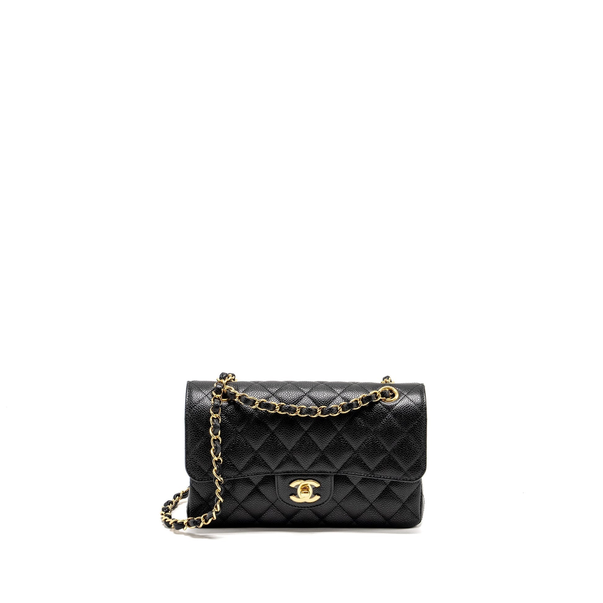 Chanel Classic Double Flap Caviar GHW microchip Black Small Shoulder Bag 11