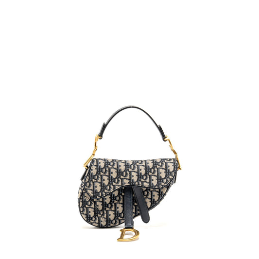 Dior Saddle Purse Oblique Jacquard Handbag Canvas Blue Travel Bag Canvas Handbag