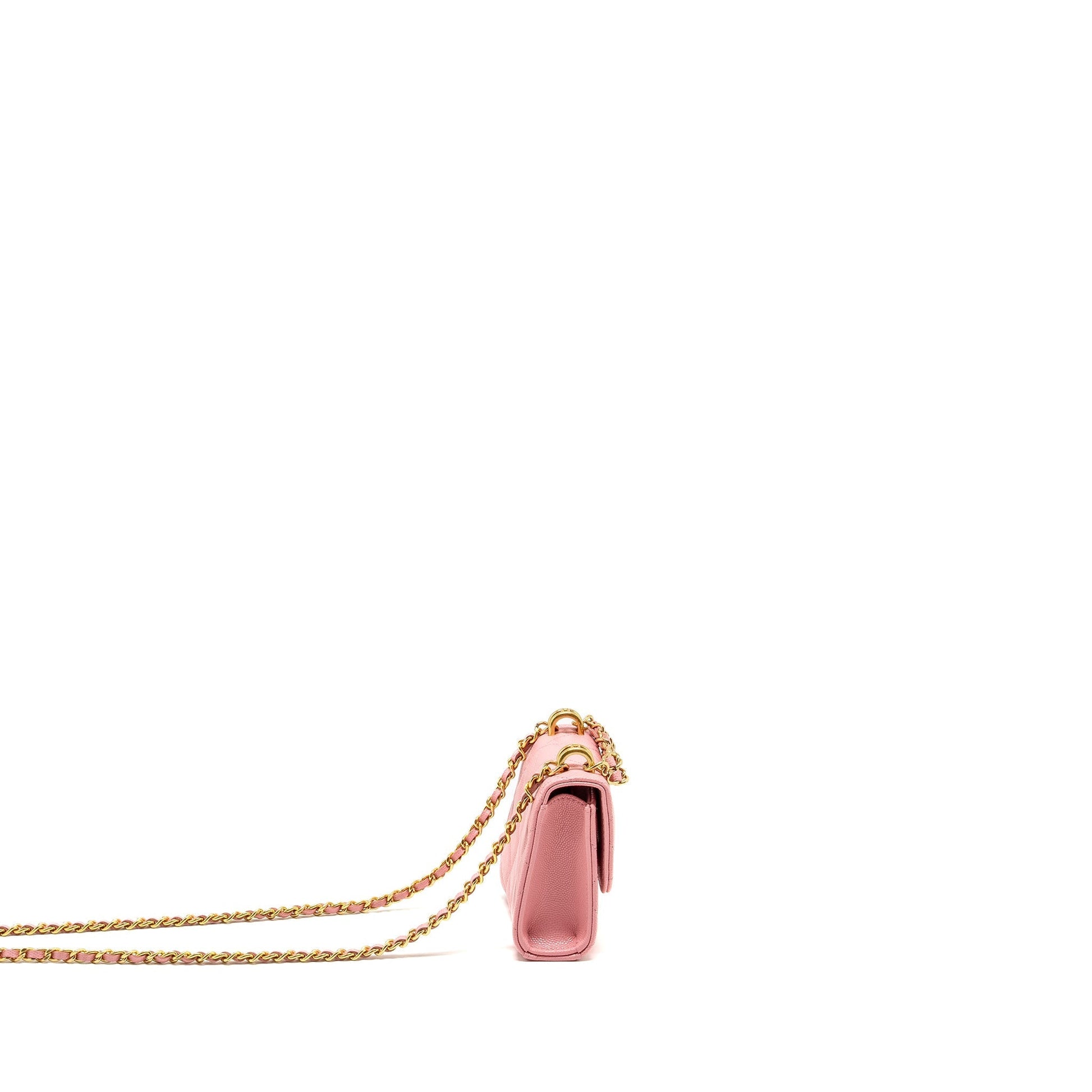Chanel Flap Handle Caviar GHW microchip Pink Shoulder Bag