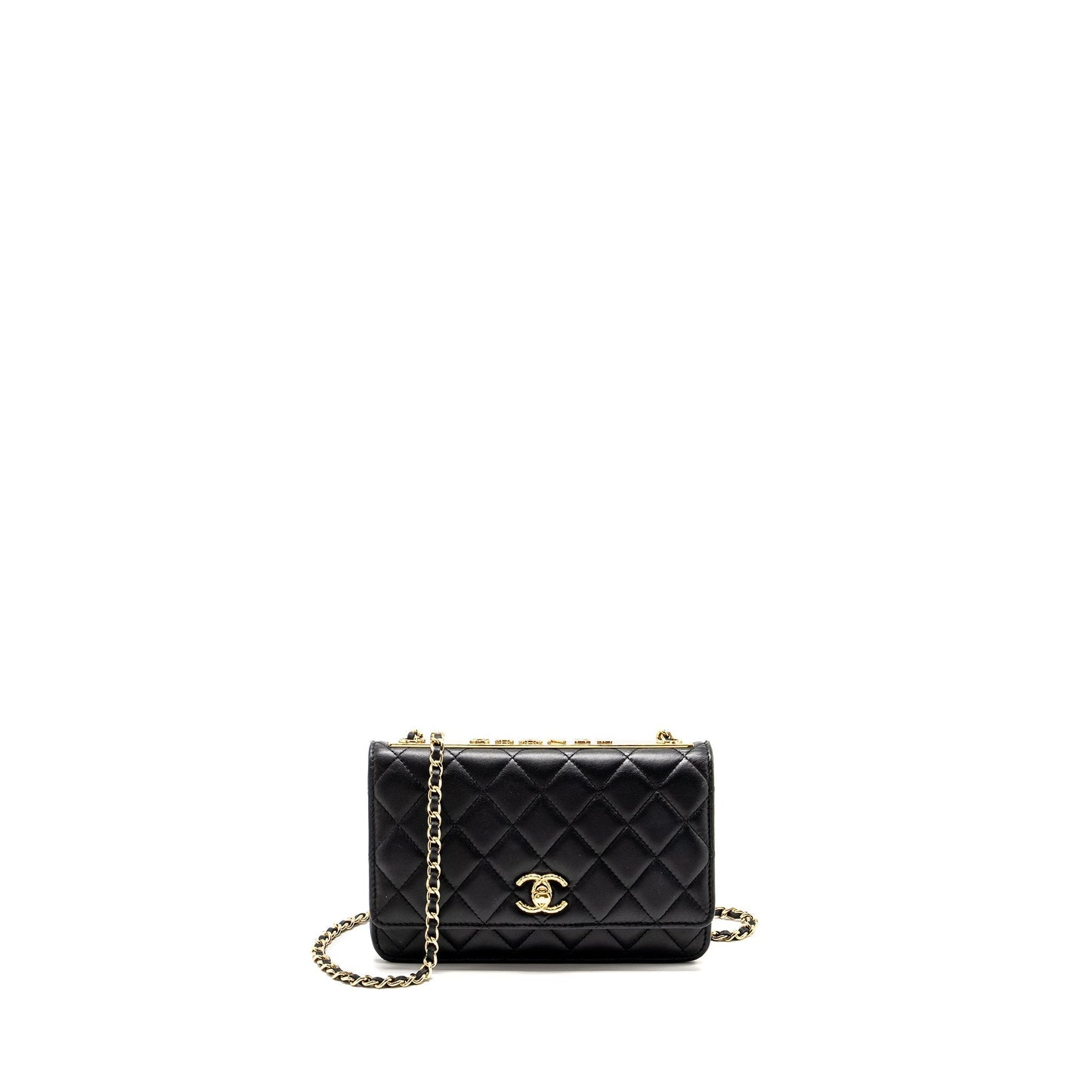 Chanel Trendy CC on lambskin LGHW microchip Black Wallet Case Lghw Microchip
