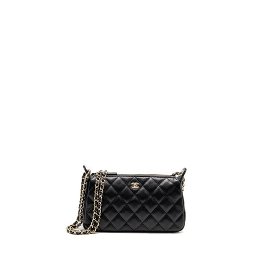 Chanel Caviar LGHW Microchip Black Clutch Bag Lghw Microchip