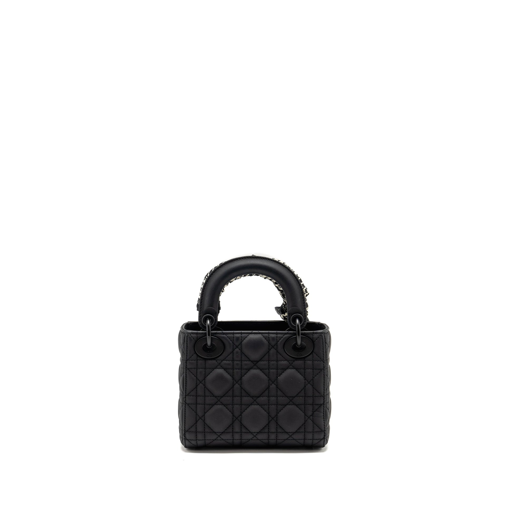 Dior Lady Ultramatte Cannage Calfskin So Handbag Black Mini Travel Bag