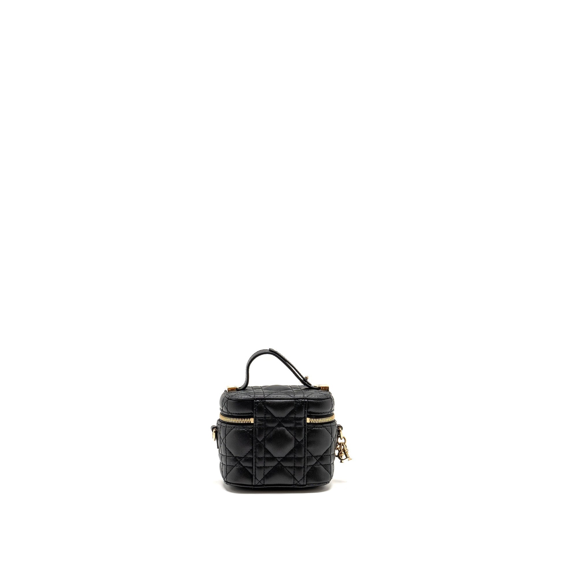 Dior Micro Lady Vanity Case Purse Cannage Lambskin Black Travel Bag