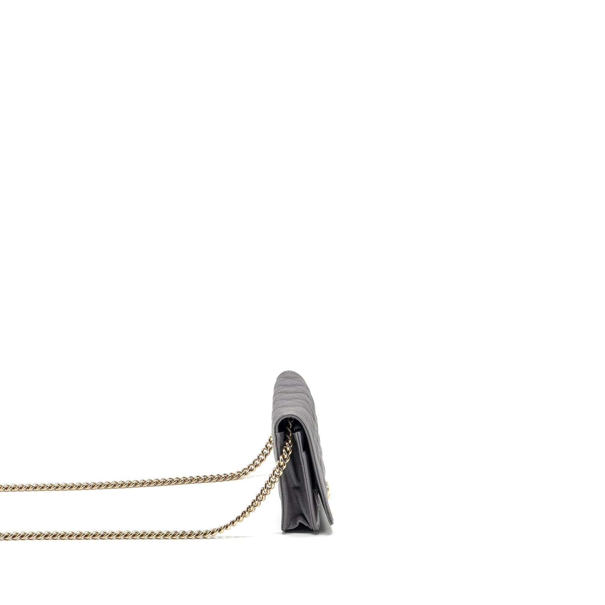 Chanel Boy on caviar LGHW Grey Wallet Case