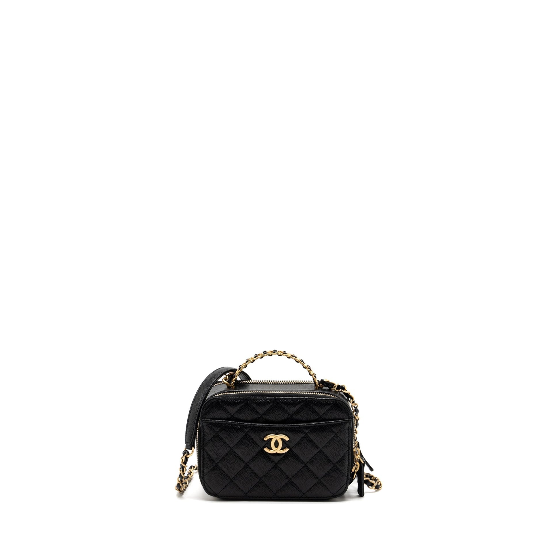 Chanel 22S Letter Top Handle Vanity Caviar Black Small Handbag Microchip 1