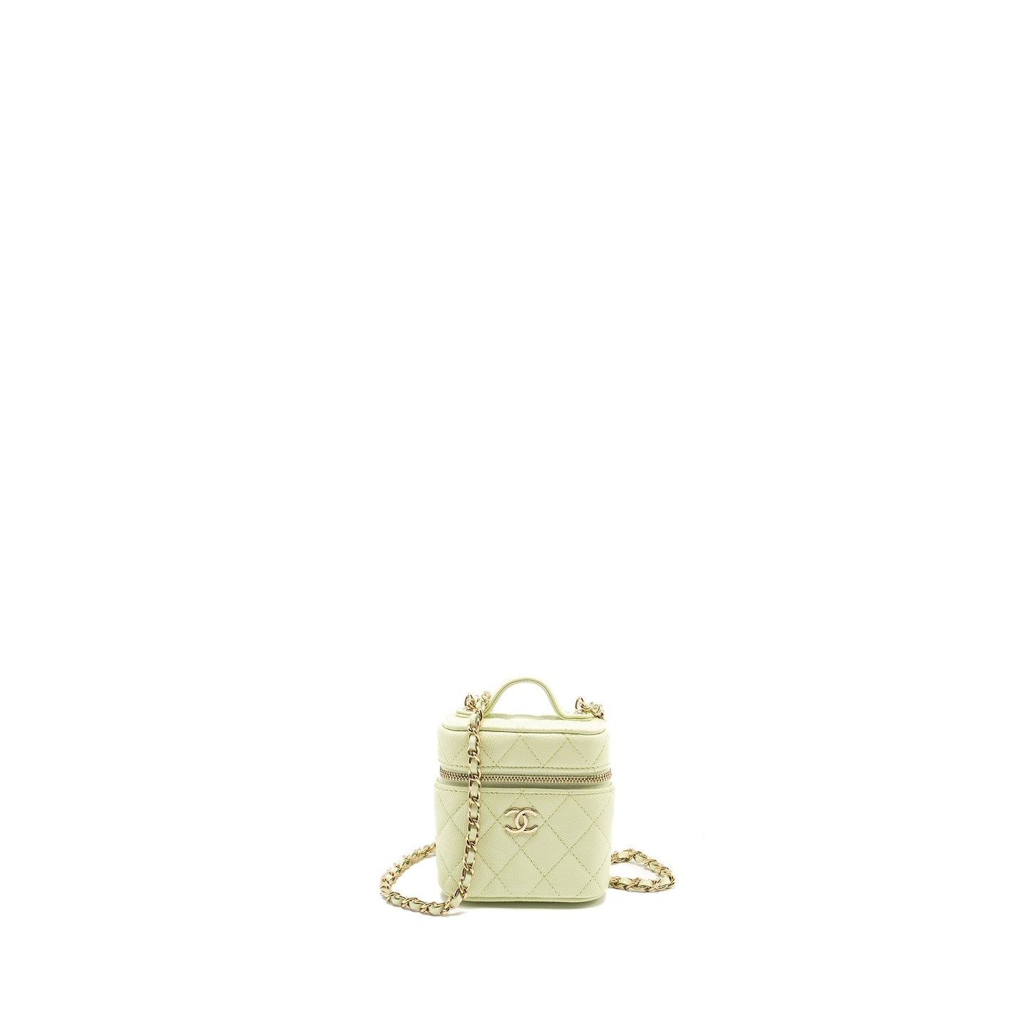 Chanel Vertical Vanity Caviar Light LGHW Green Mini Bag