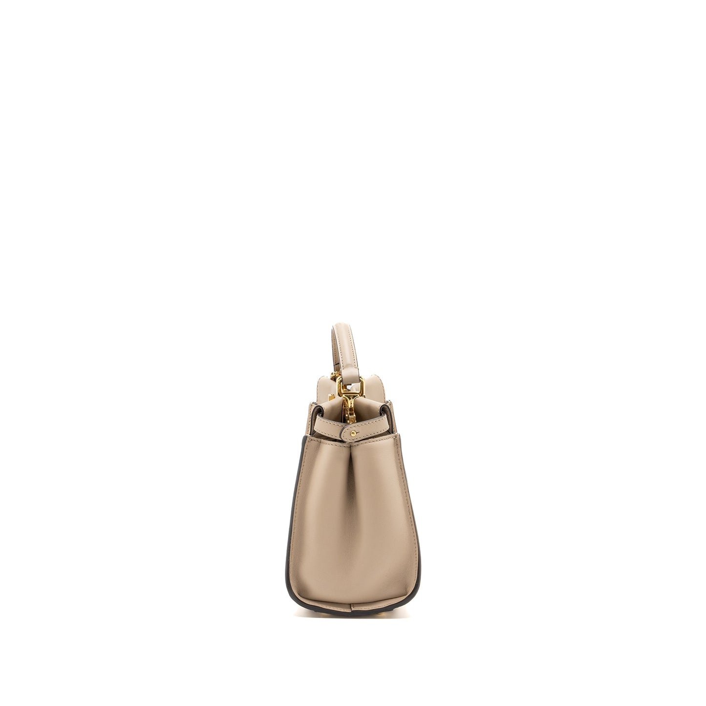 Fendi Peekaboo Calfskin Handbag Beige Mini Travel Bag Calfskin Beige Ghw