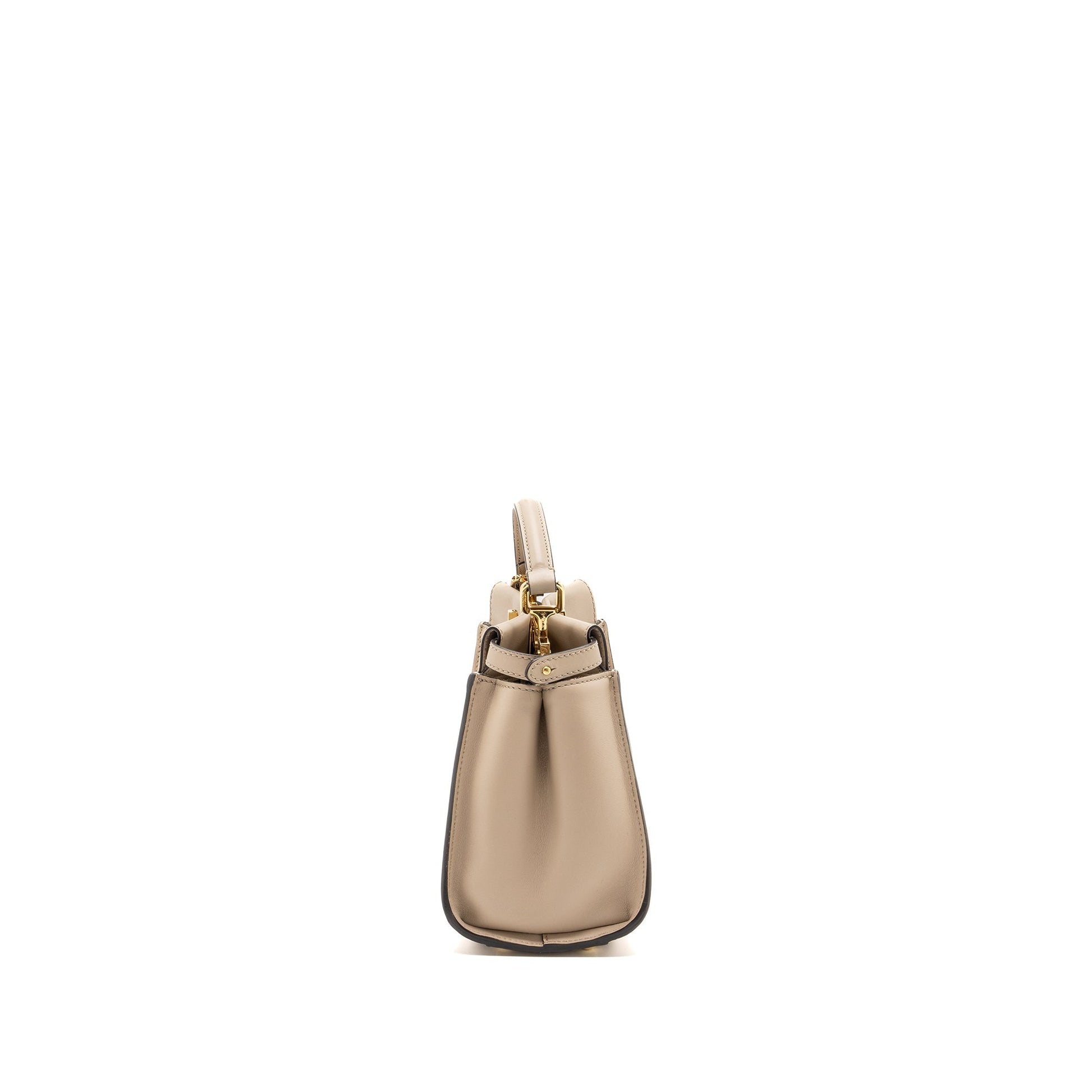 Fendi Peekaboo Calfskin Handbag Beige Mini Travel Bag Calfskin Beige Ghw