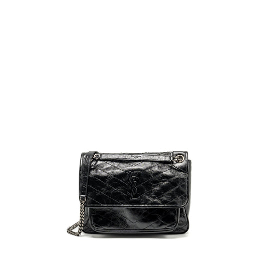 YSL Saint Laurent Niki Calfskin Handbag Black Medium Travel Bag Black Shw 1
