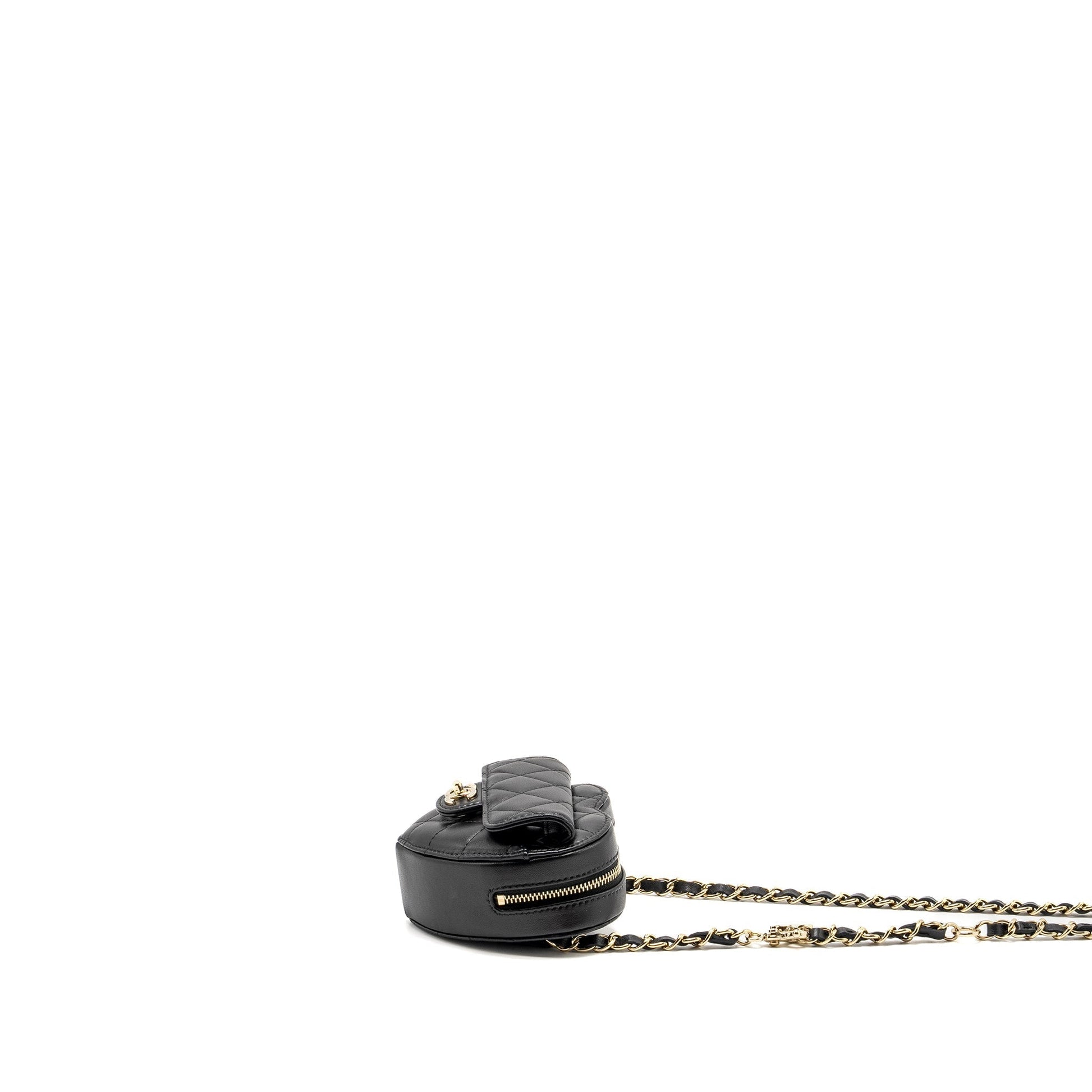 Chanel 22S Heart Belt Lambskin LGHW Black Black Lghw